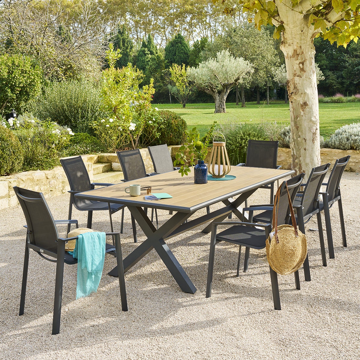garden table axiome eucalyptus graphite