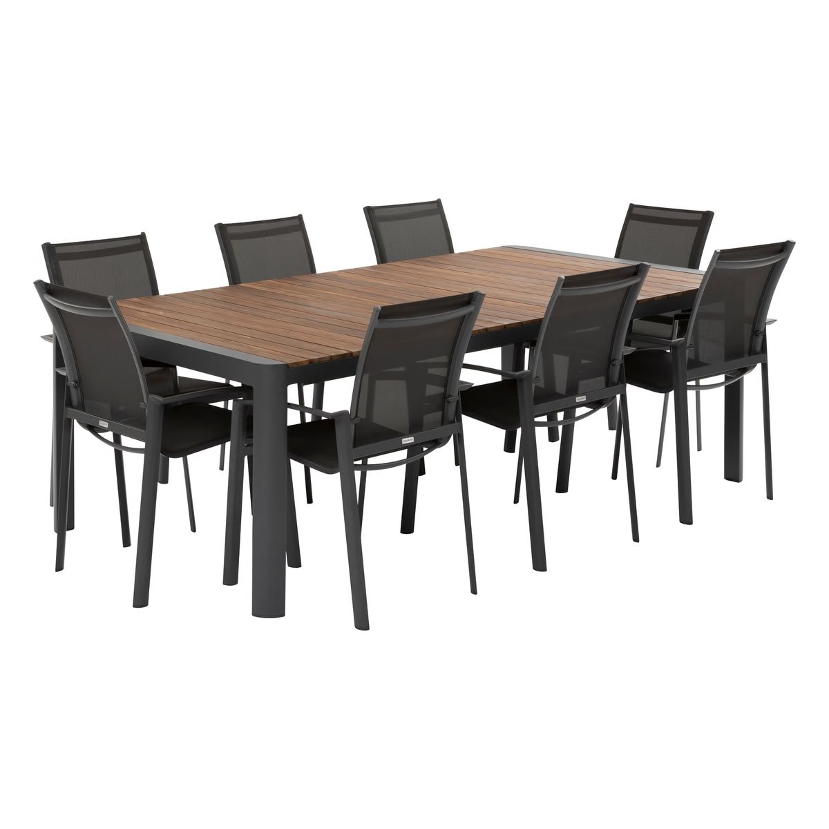 extendable garden set paradize graphite acacia table   8 stackable axant chairs