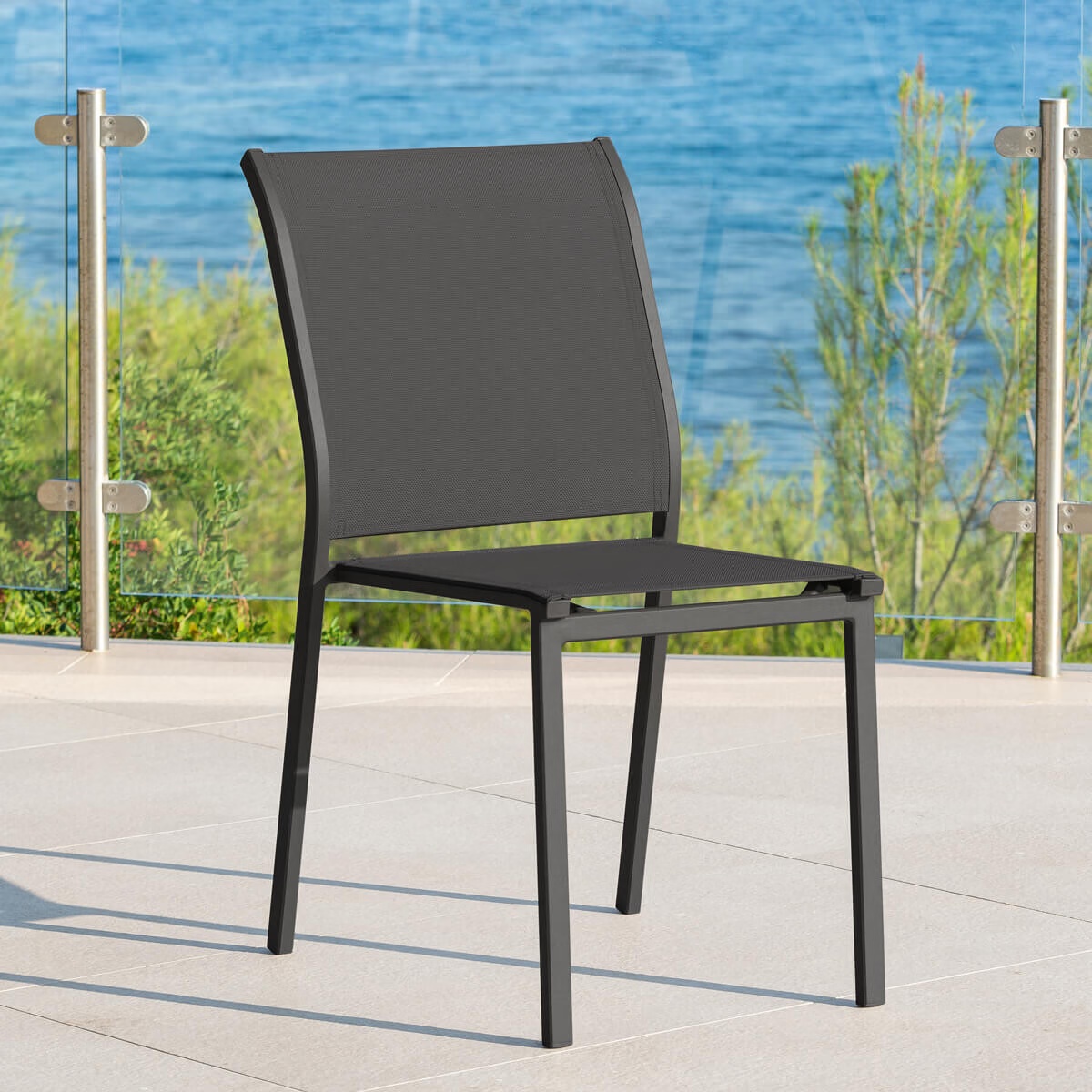 stackable garden chair essentia anthracite graphite grey