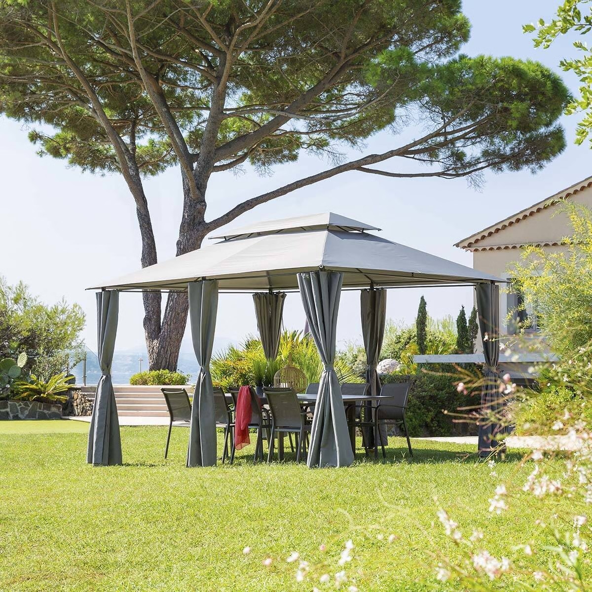 rectangular gazebo thira slate grey