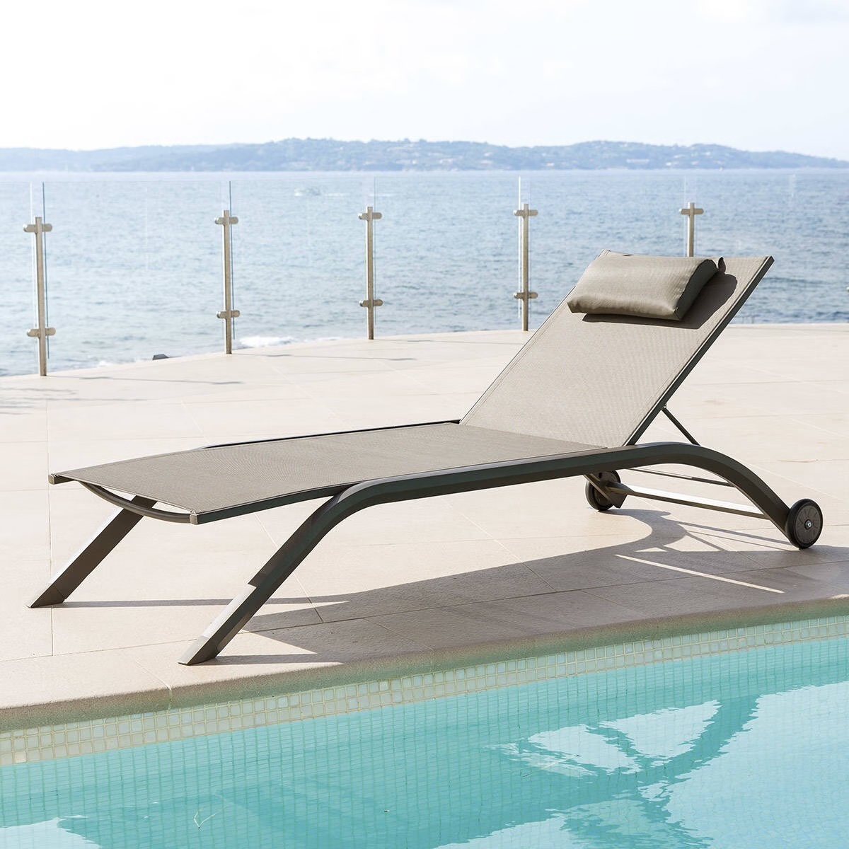 sun lounger milenio hazelnut brown tonka