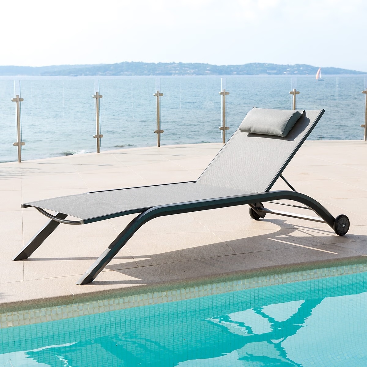 sun lounger milenio pebble grey graphite grey