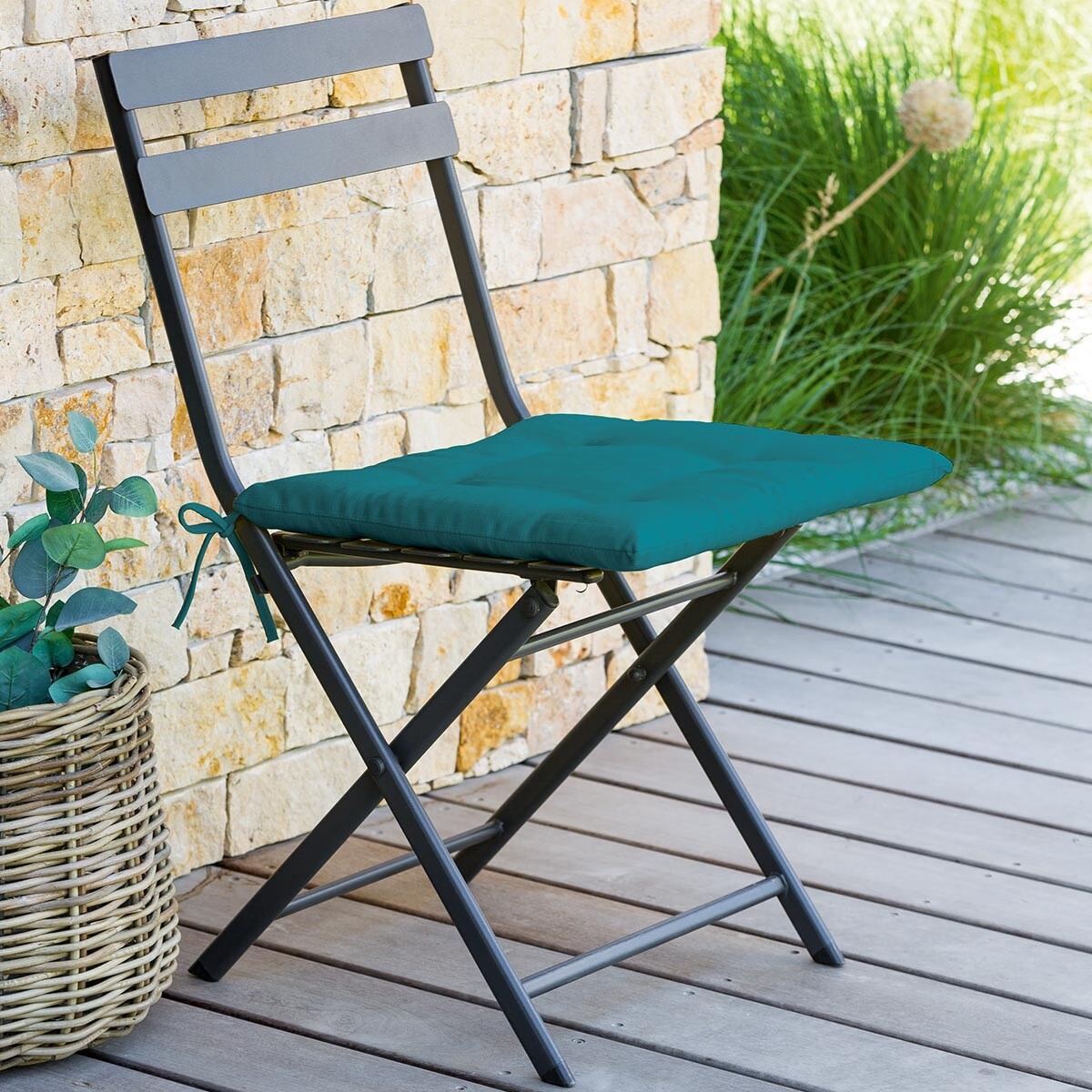 square chair cushion 4 points korai duck blue