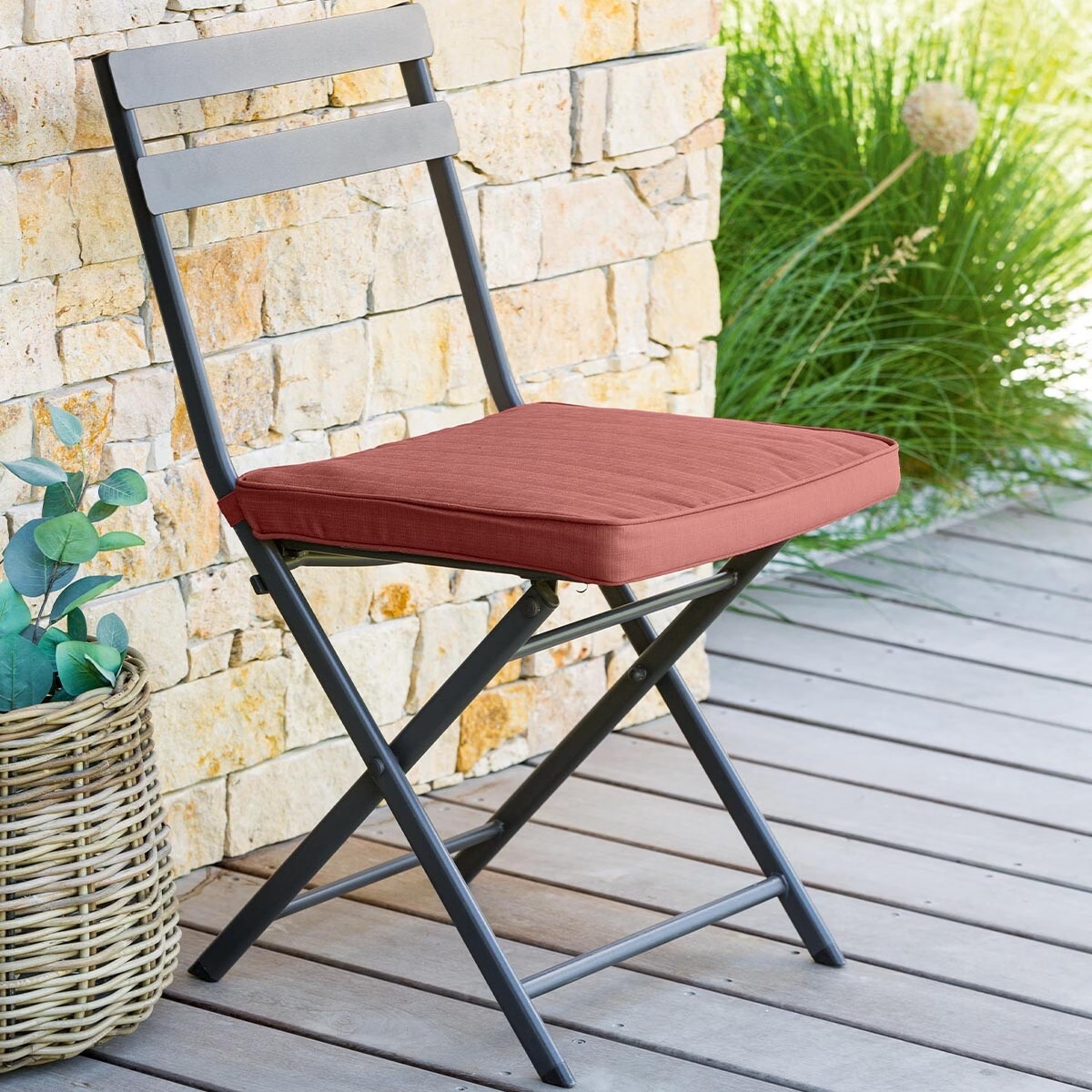chair pad with velcro korai terracotta