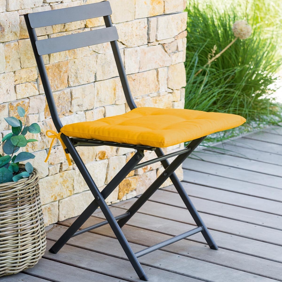 square chair cushion 4 points korai mustard yellow