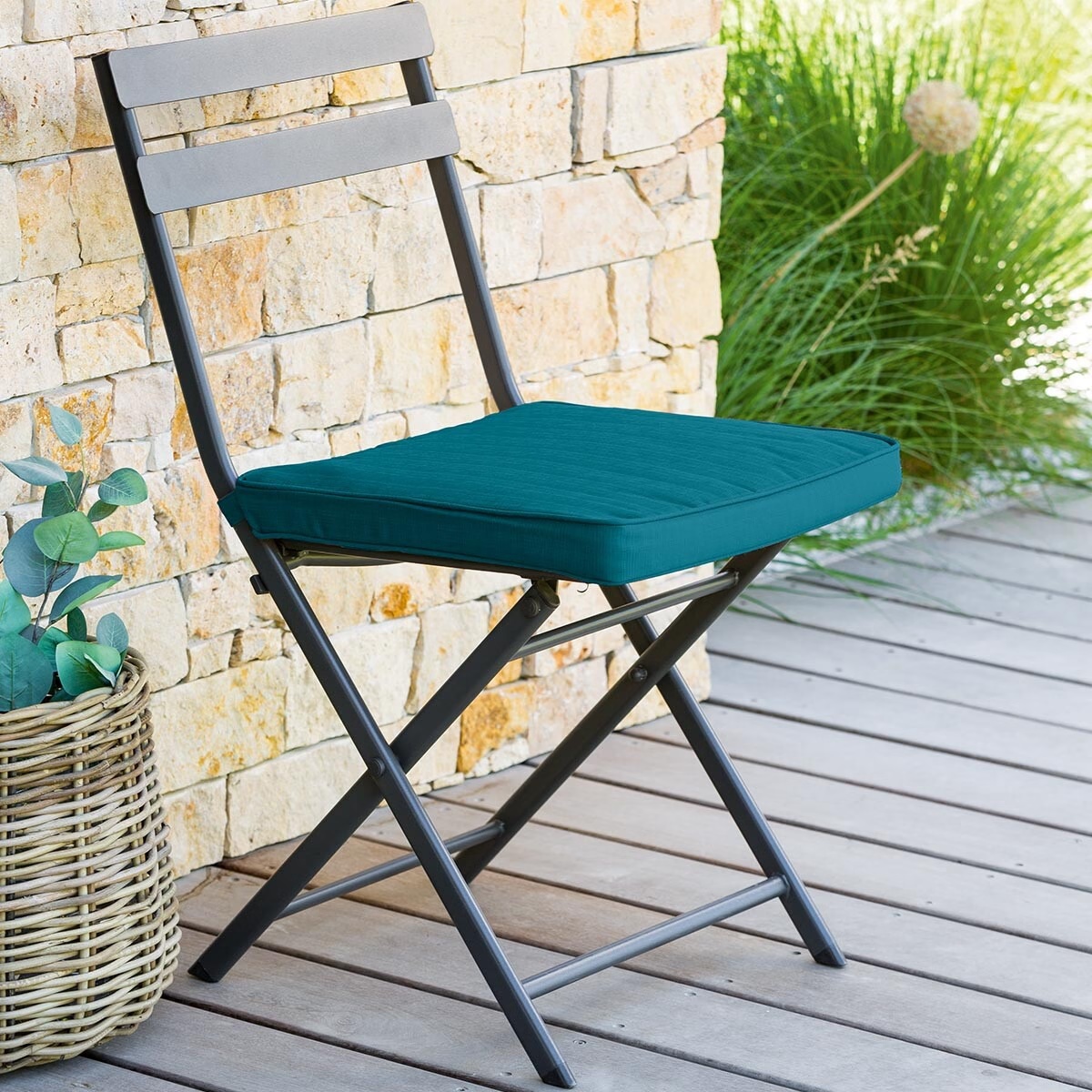 chair pad with velcro korai duck blue