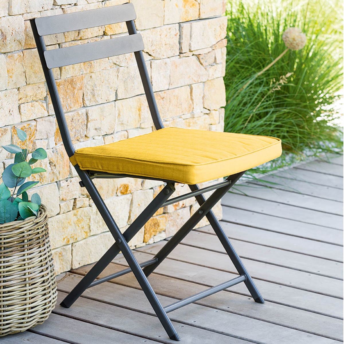 chair pad with velcro korai mustard yellow