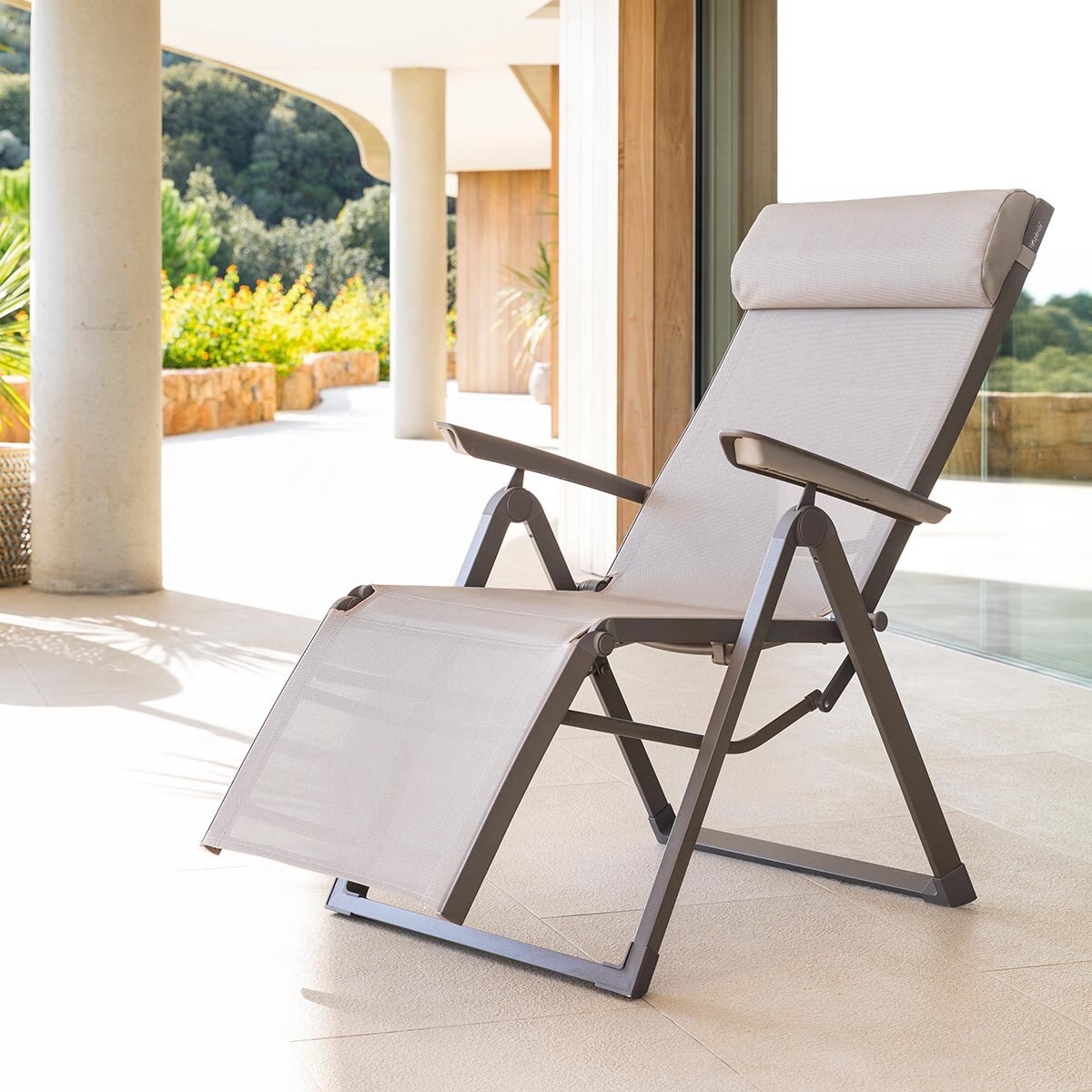 reclining garden armchair decima hazelnut praline