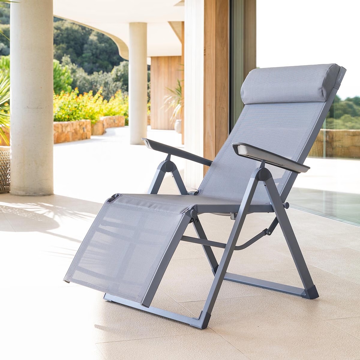 reclining garden armchair decima slate quartz grey