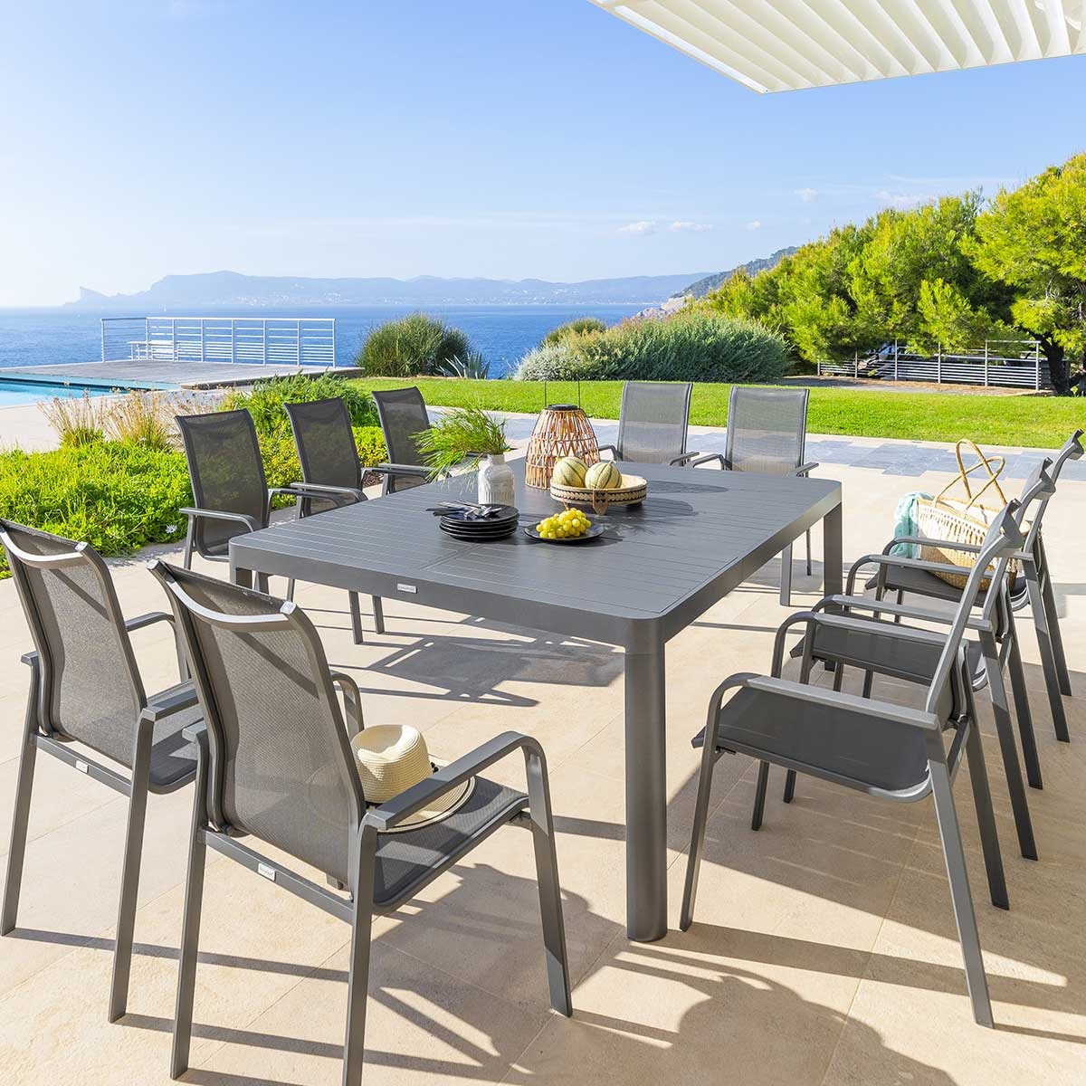 square extendable garden table paradize graphite grey
