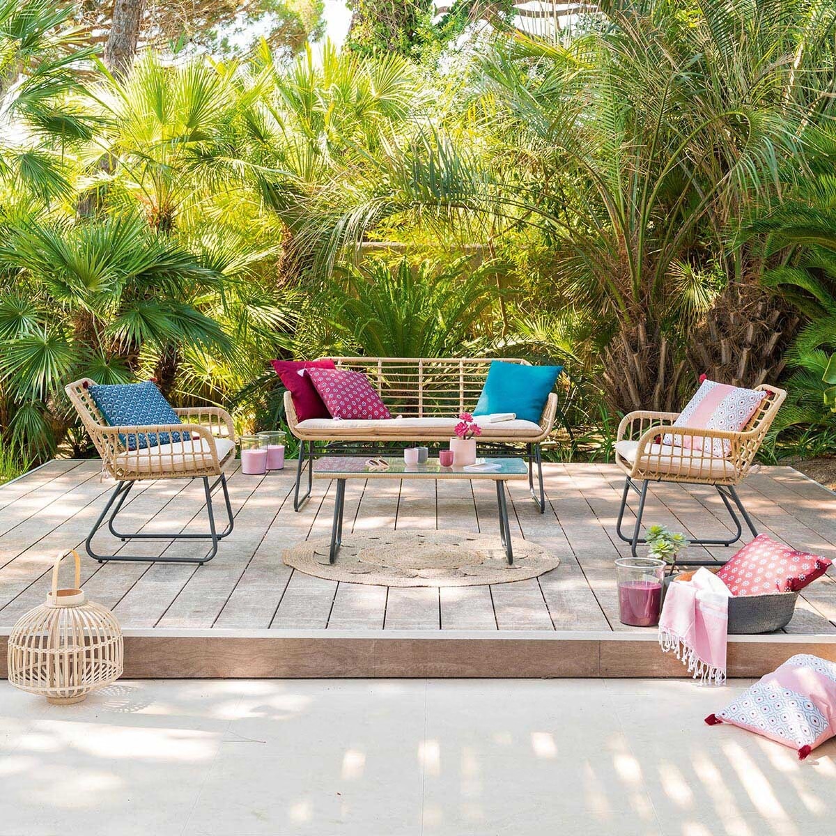 garden furniture set  lambada sesame with rectangular coffee table graphite