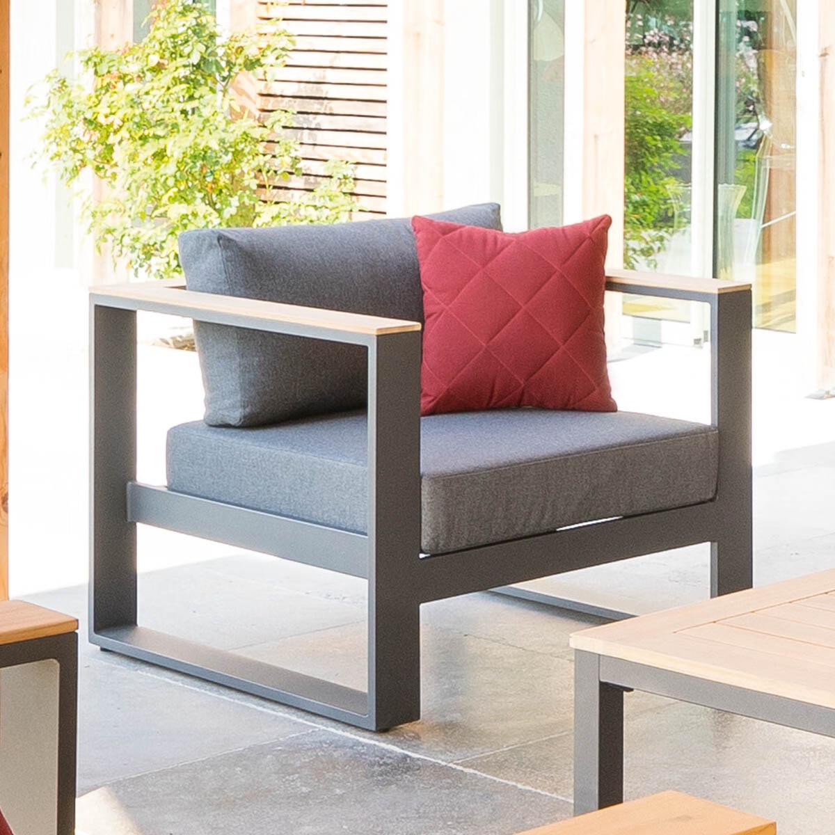 garden lounge armchair emperia grey zebrano acacia