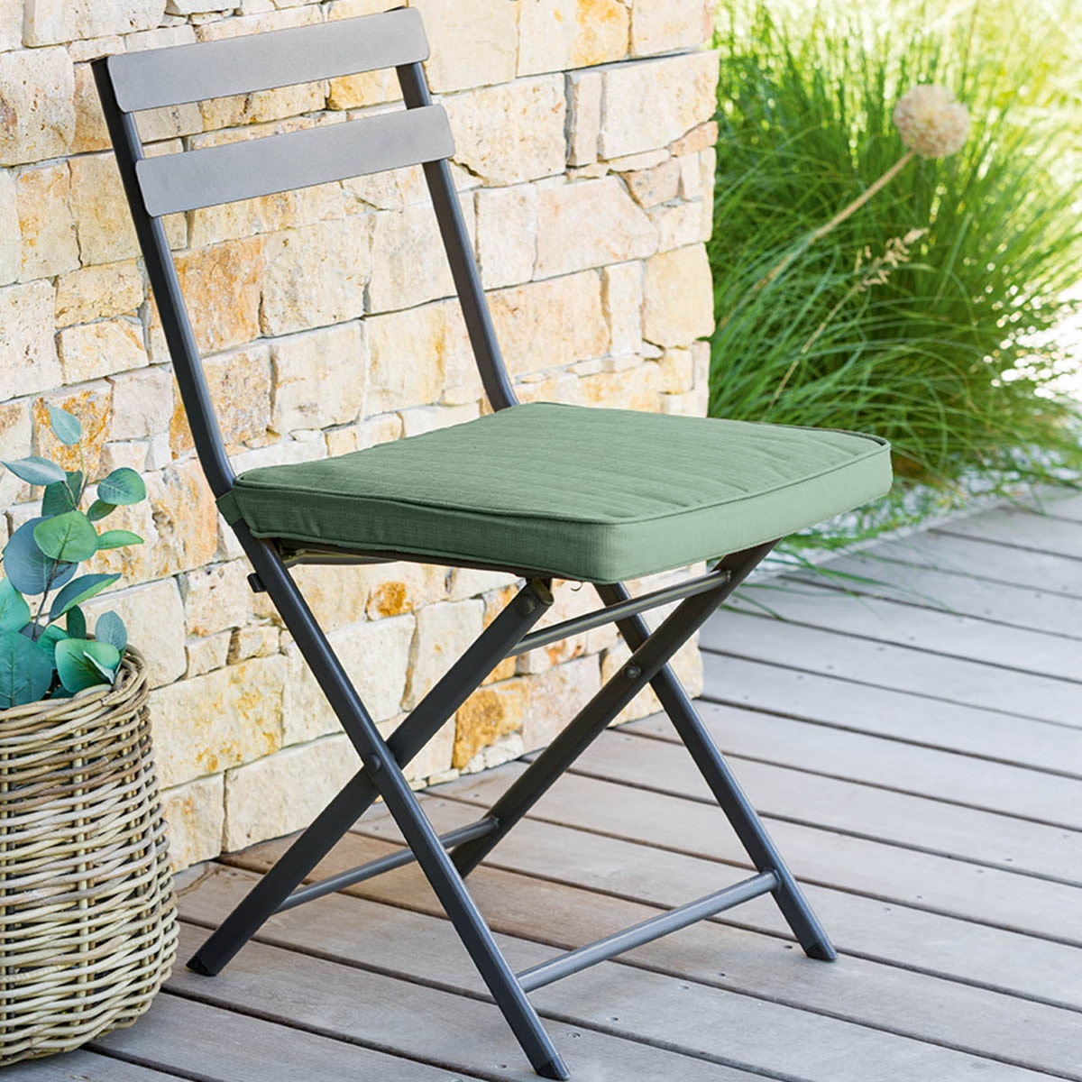 chair pad with velcro korai olive green