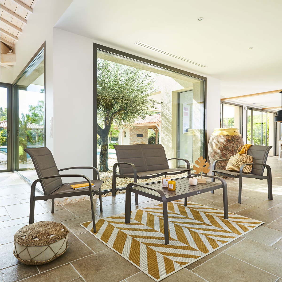 garden furniture set elyn hazelnut brown praline brown