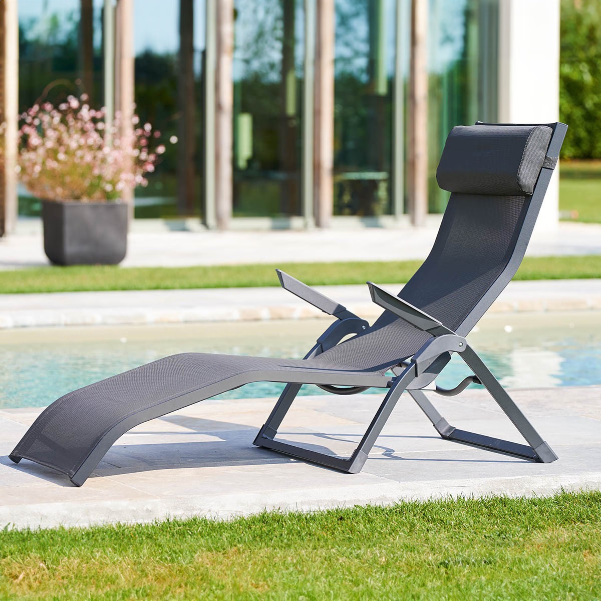 sun lounger decima anthracite and graphite grey