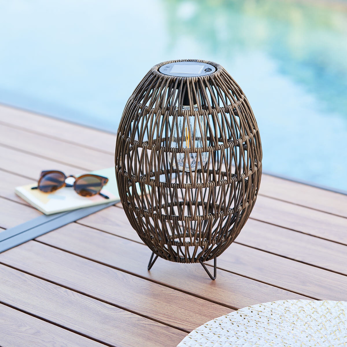 outdoor solar lamp oval beige