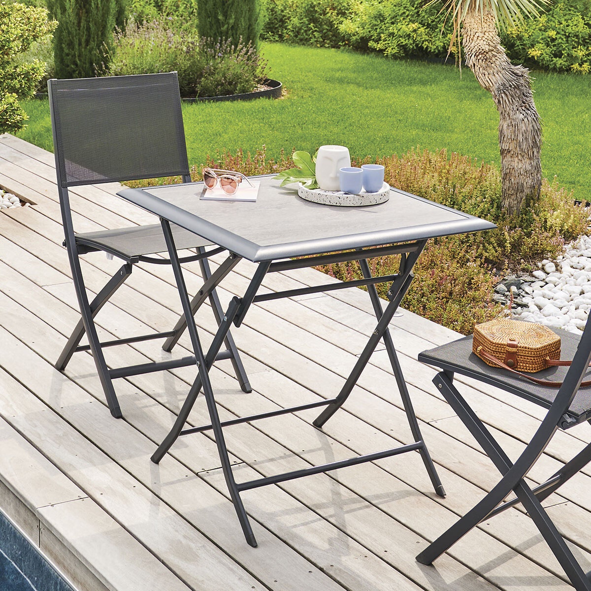 square foldable garden table azua smoke grey