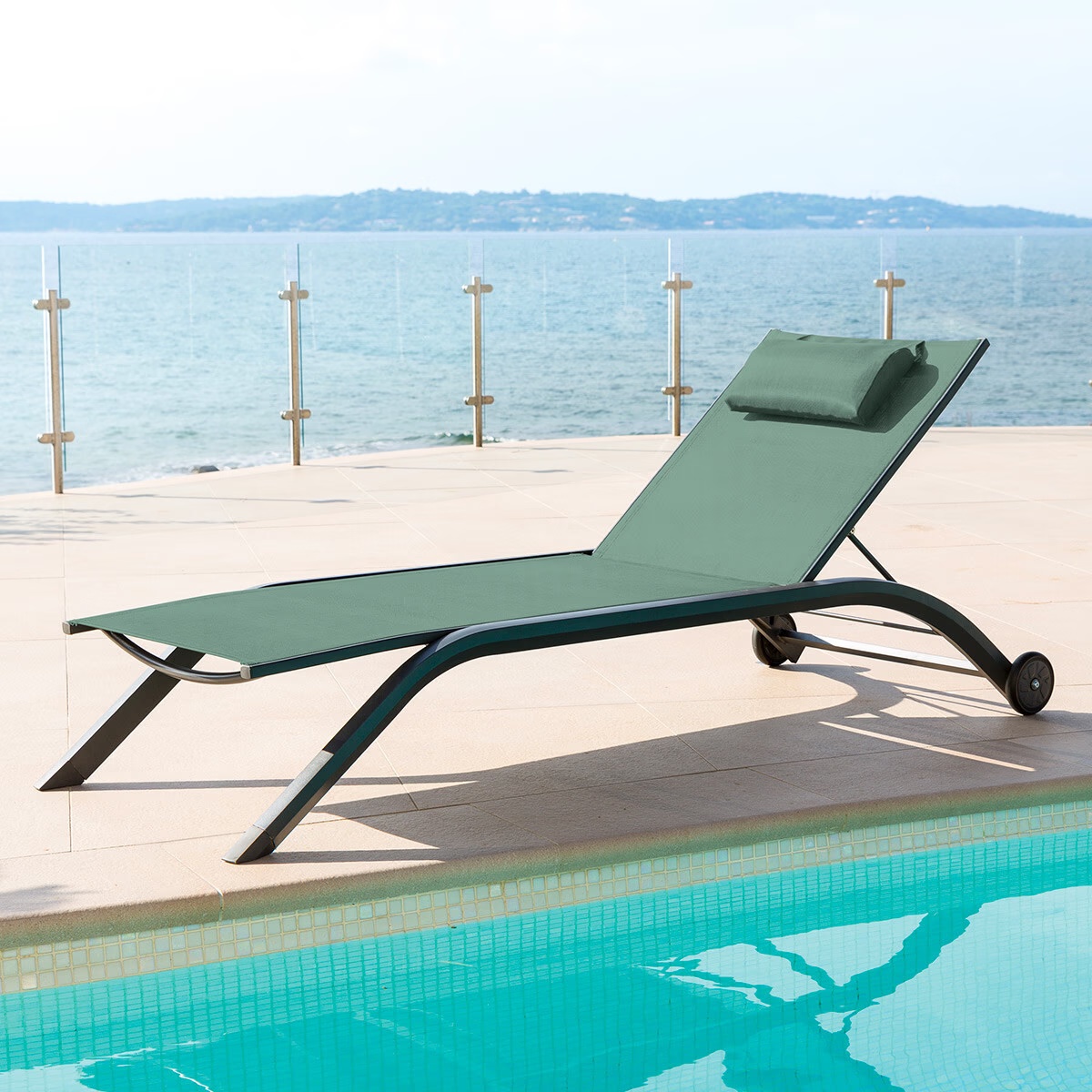 sun lounger milenio olive green graphite grey