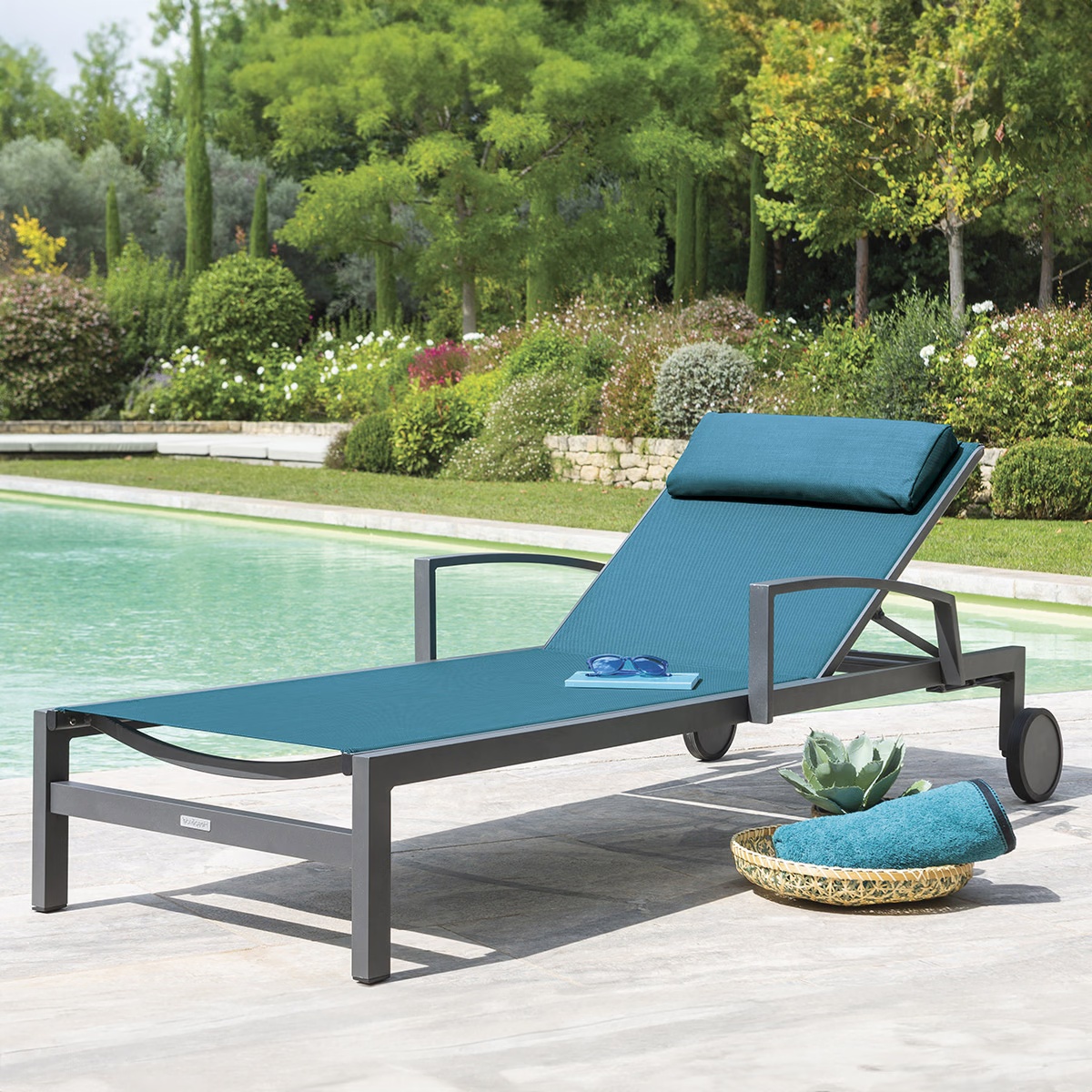 sun lounger ocala teal graphite grey