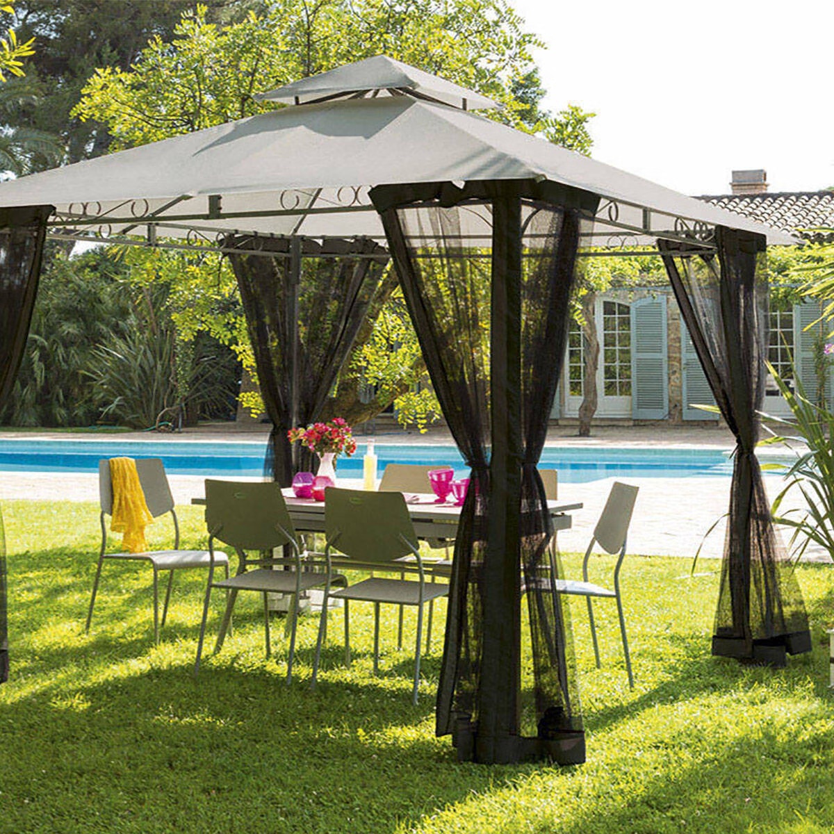 gazebo mosquito net curtains fogo black