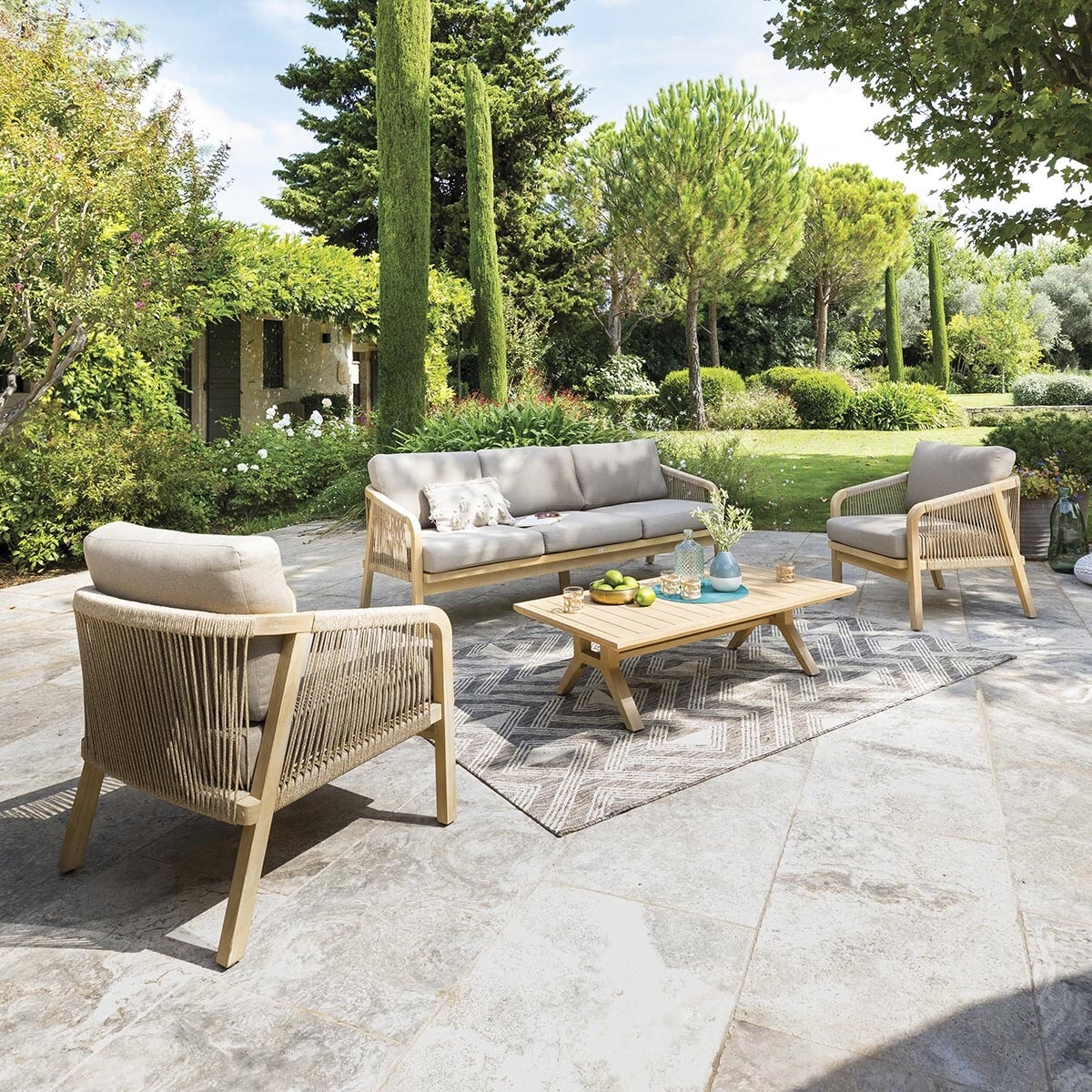 garden furniture set papouasie taupe acacia