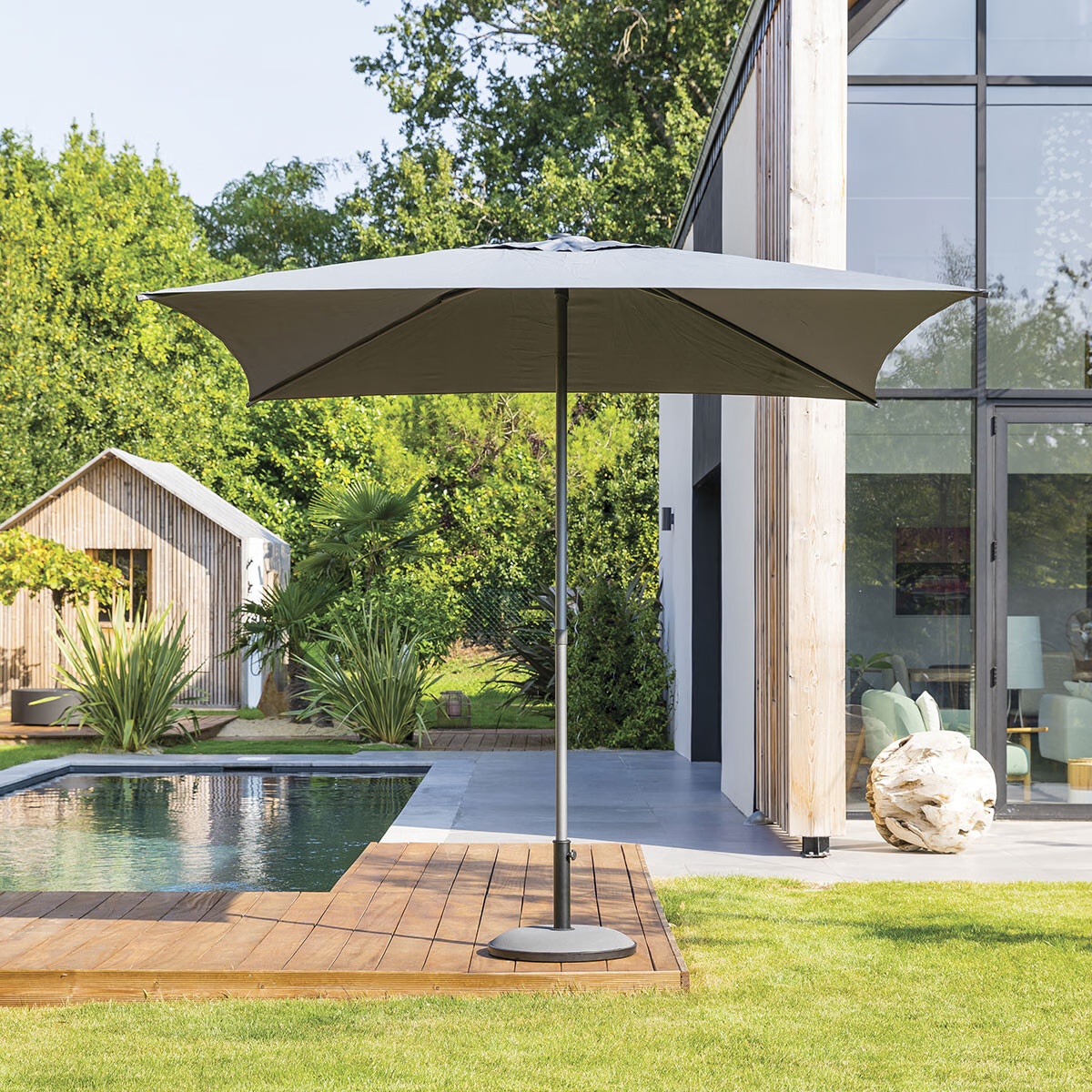 square straight parasol soya slate grey