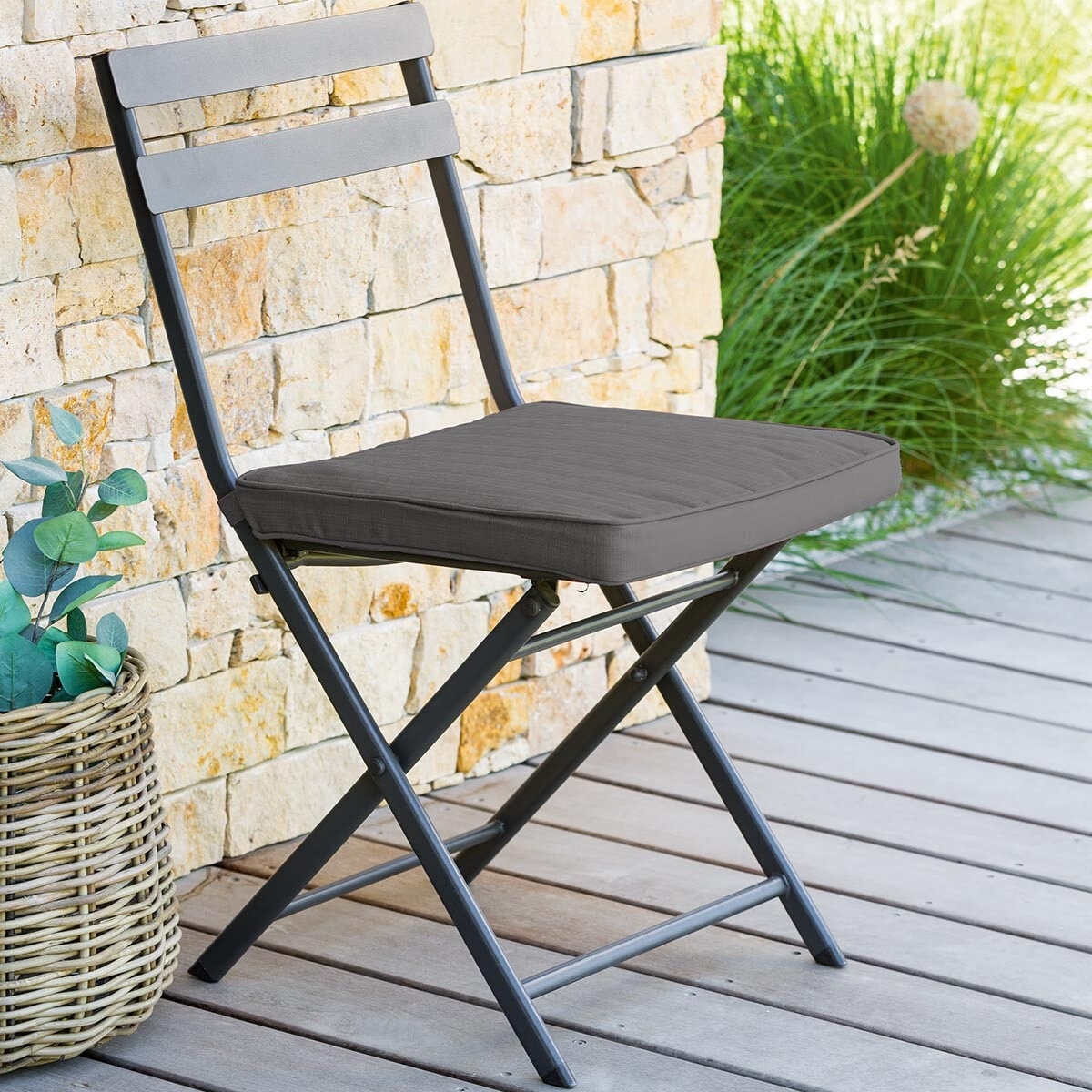 chair pad with velcro korai slate grey