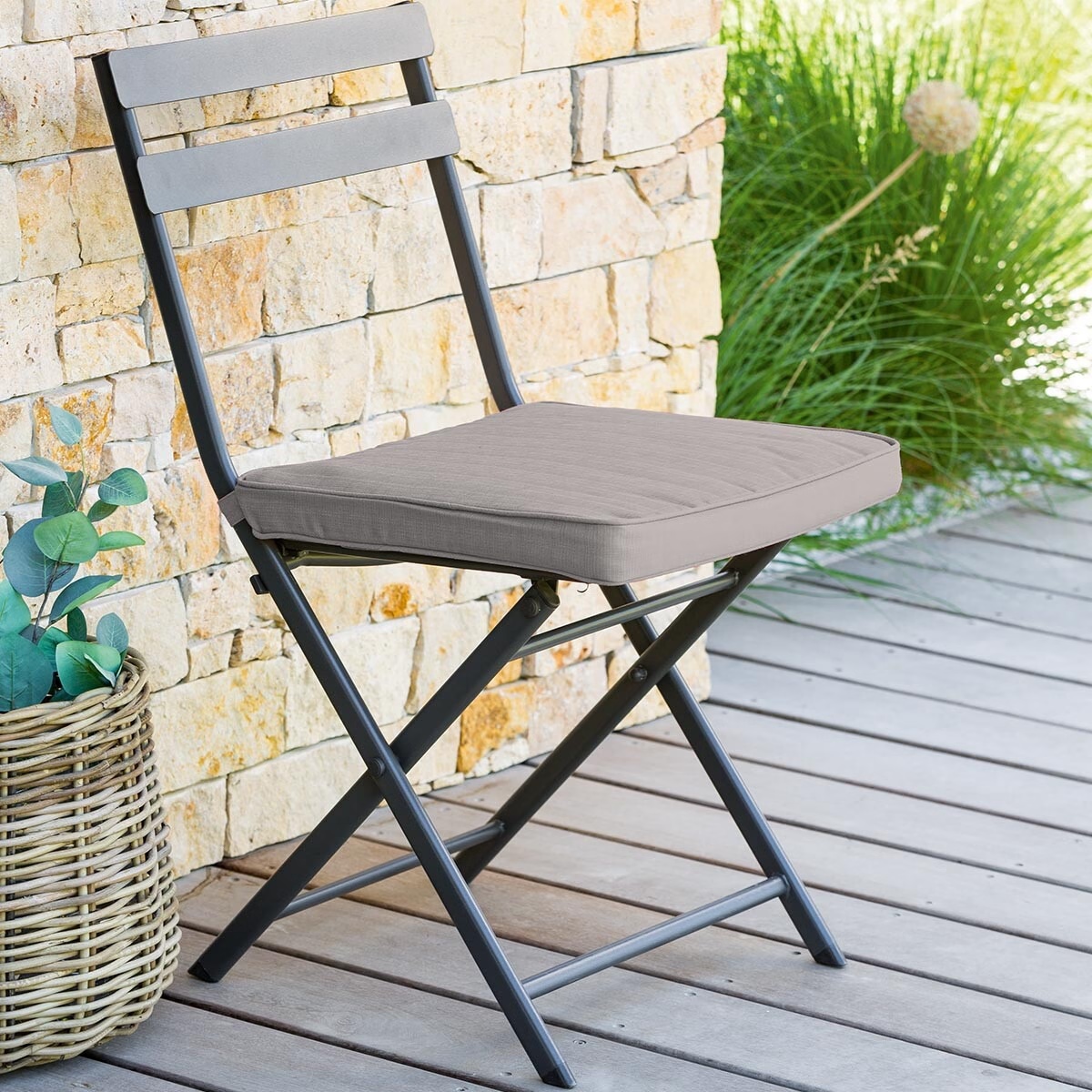 chair pad with velcro korai taupe