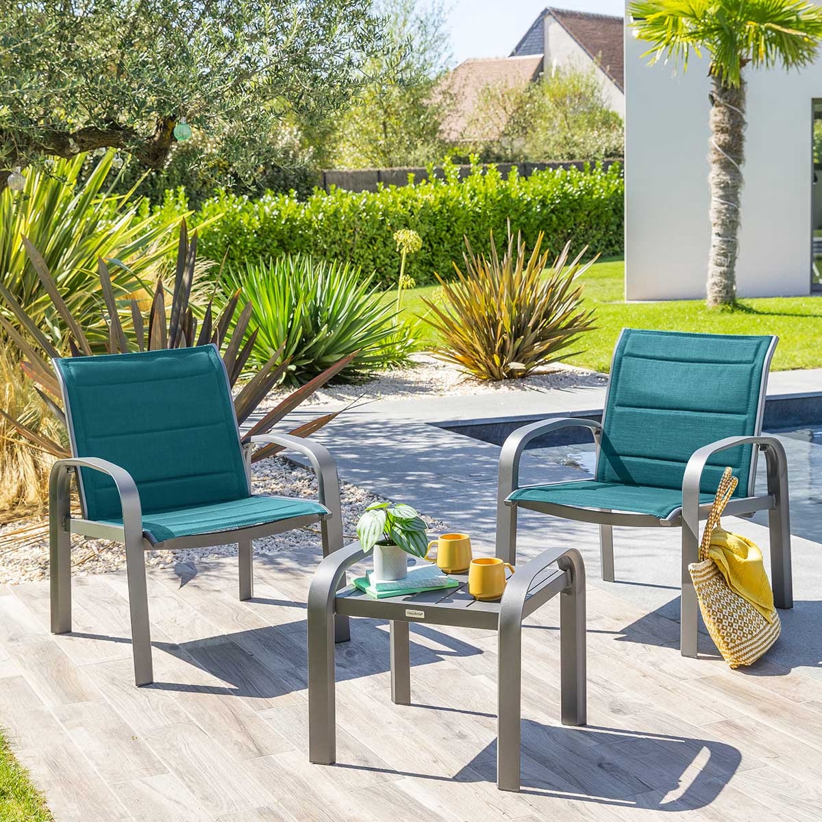 garden furniture set elyn bleu canard graphite