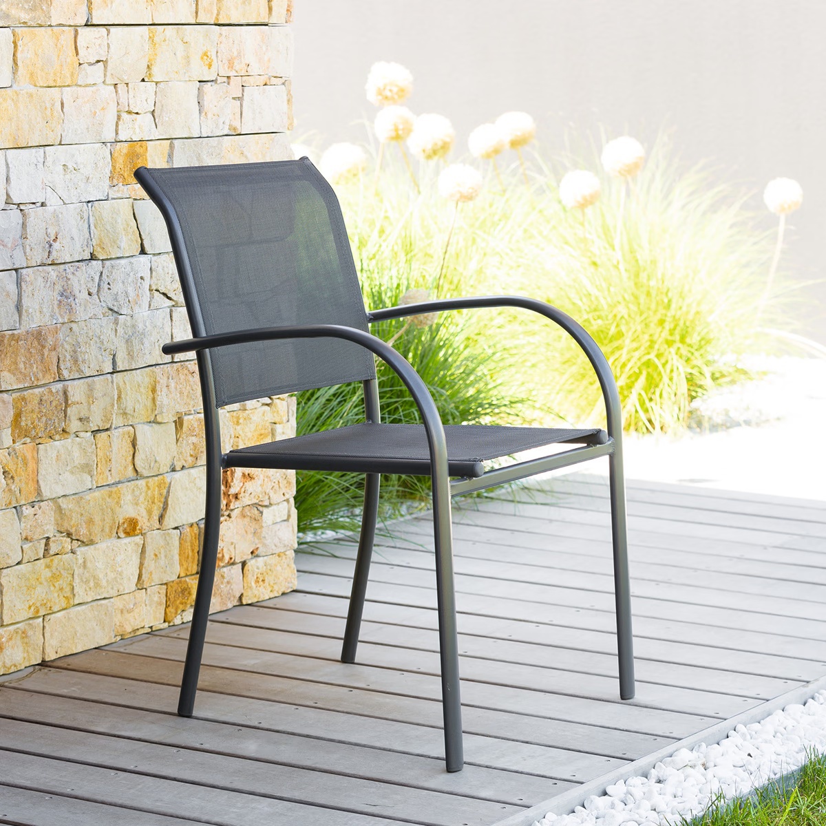 stackable garden chair piazza anthracite graphite grey