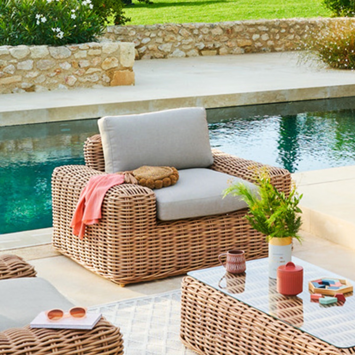 garden lounge armchair savinia tahini