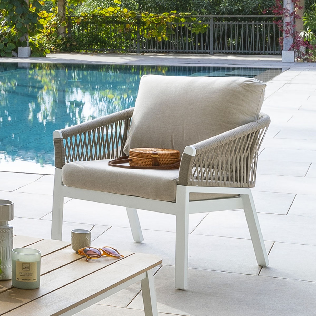 garden lounge armchair oriengo taupe white