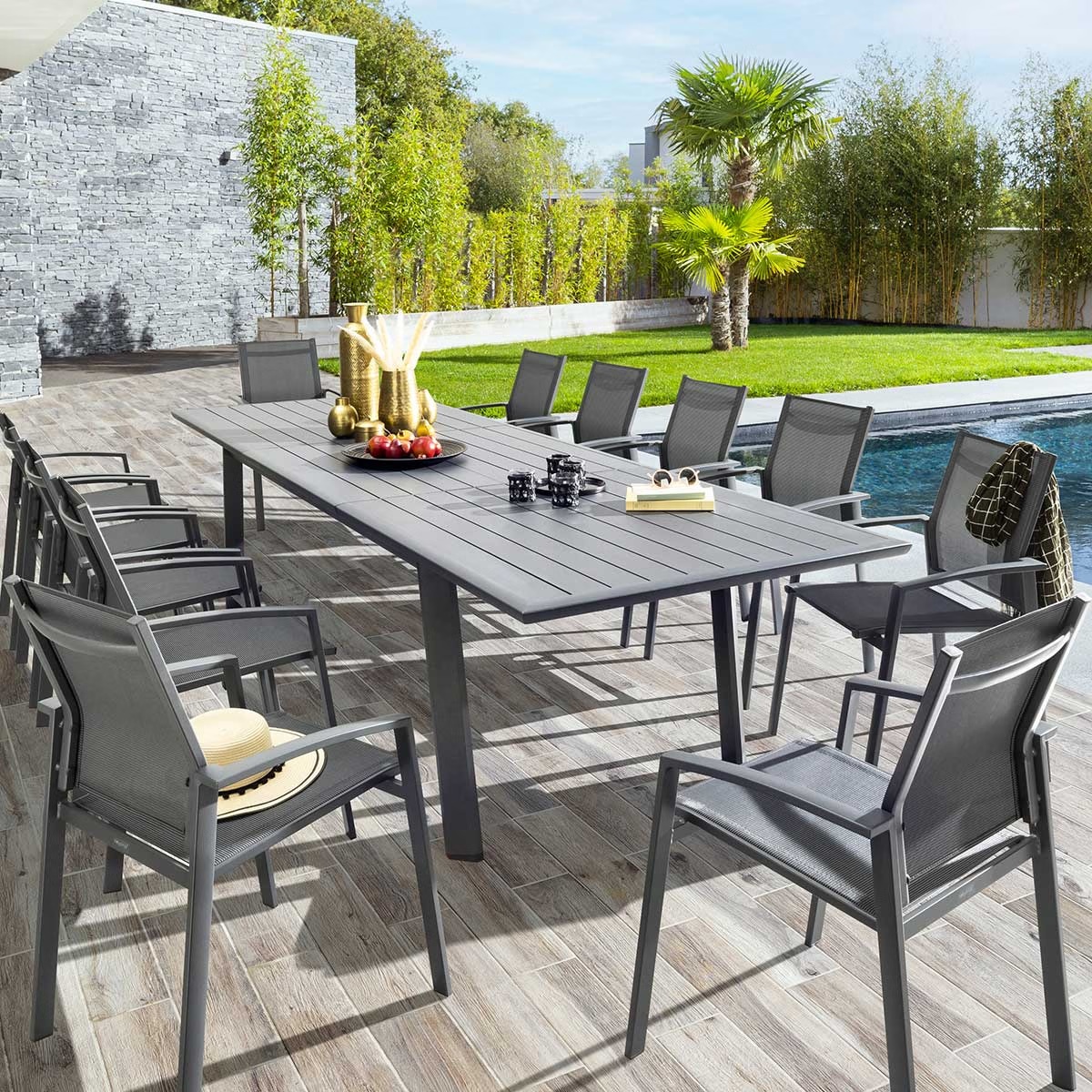 expandable garden table pavane graphite