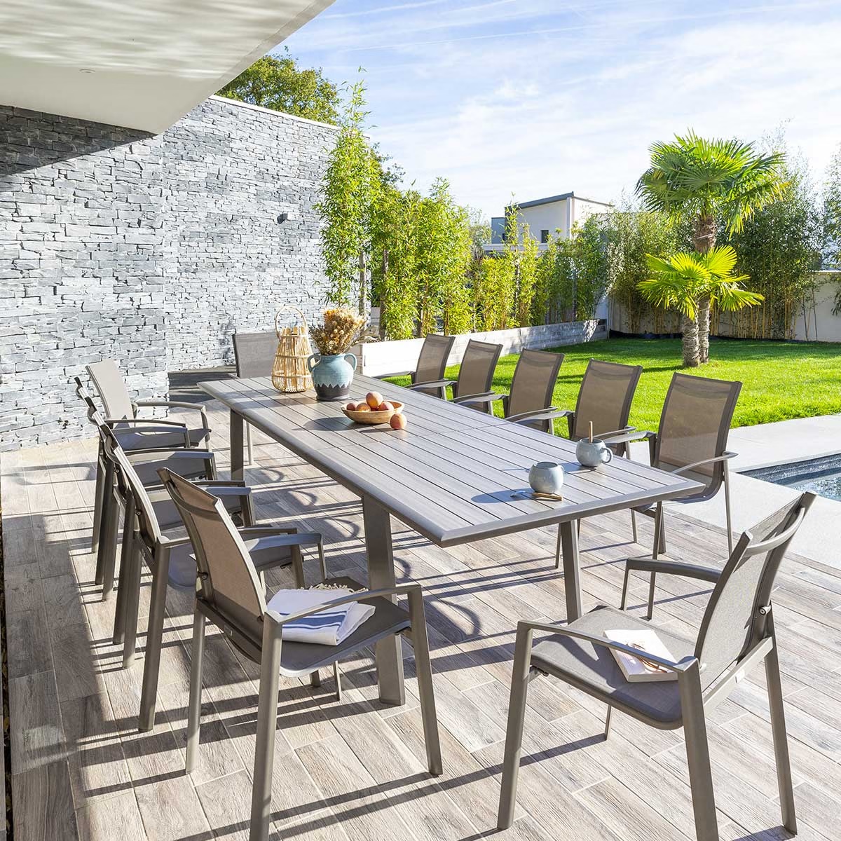 extendable garden table pavane rye praline