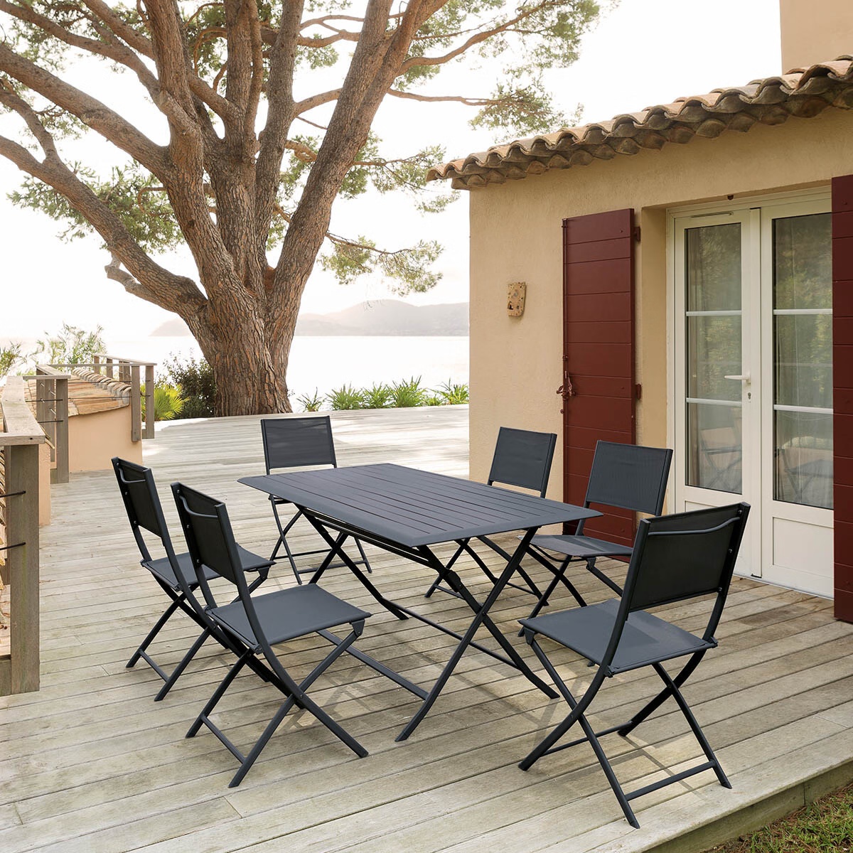 rectangular foldable garden table azua graphite grey