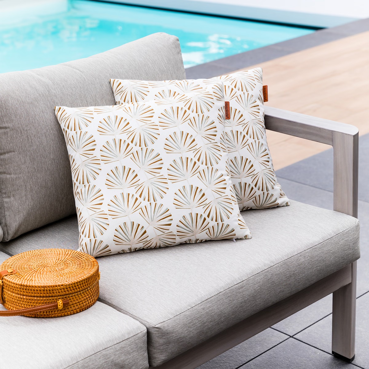 decorative outdoor cushion fylie verdigris camel