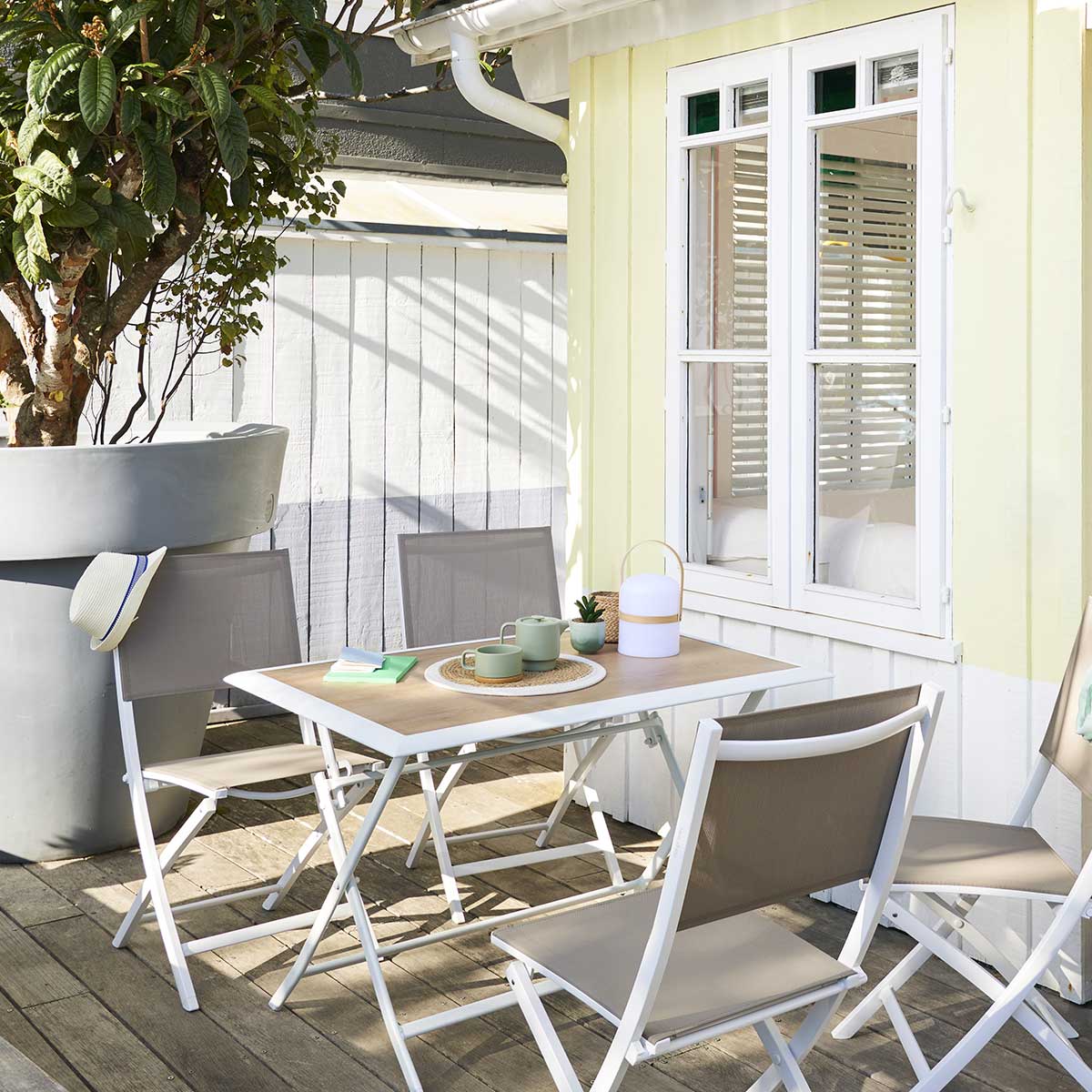 folding rectangular garden table azua hop and white