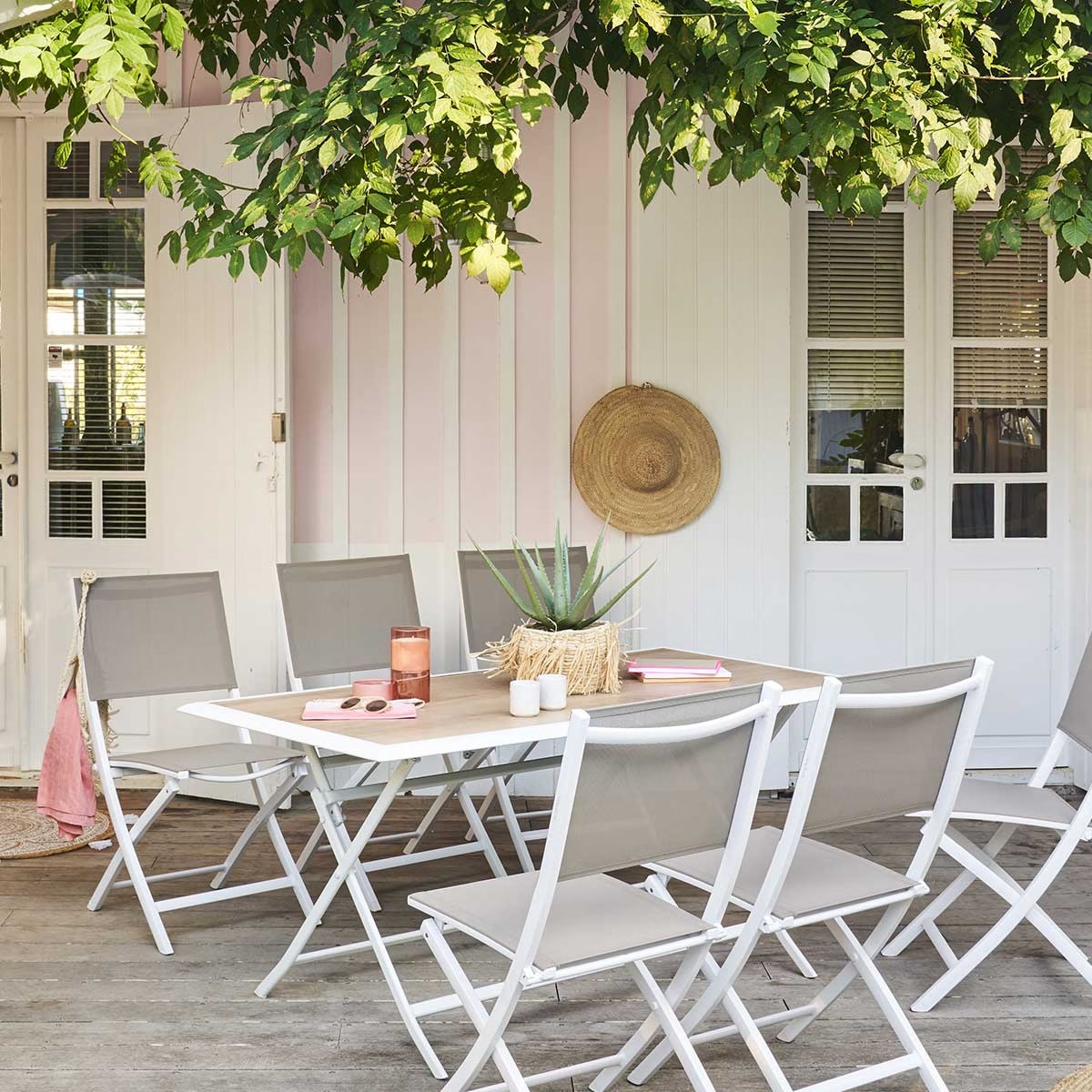 folding rectangular garden table azua hop and white