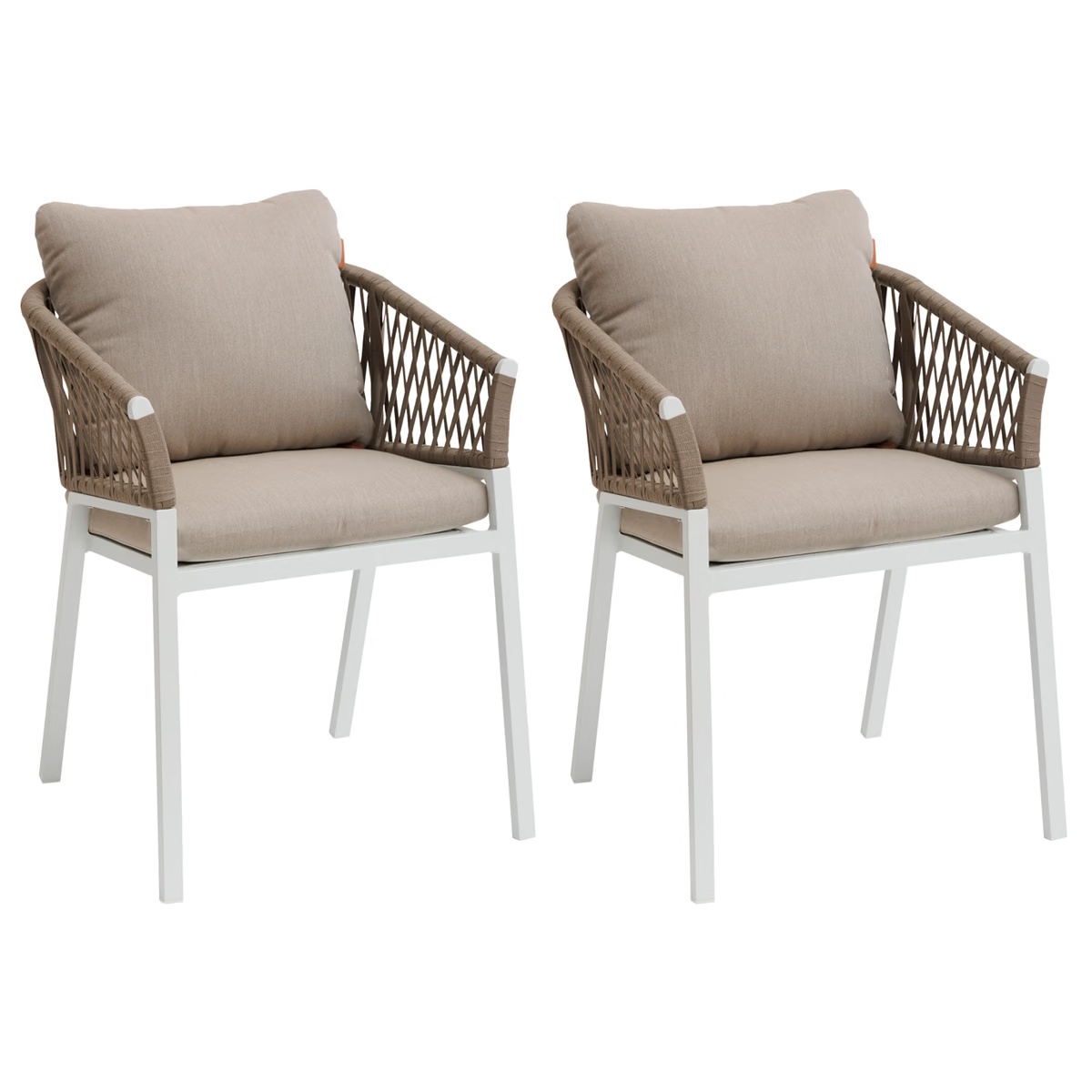 set of 2 garden armchairs oriengo taupe white