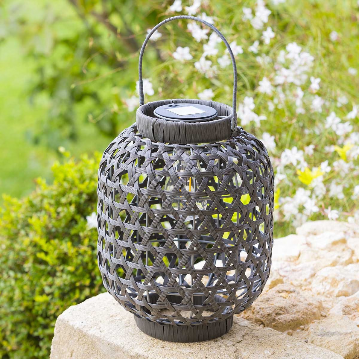 solar outdoor lamp tola pebble gray