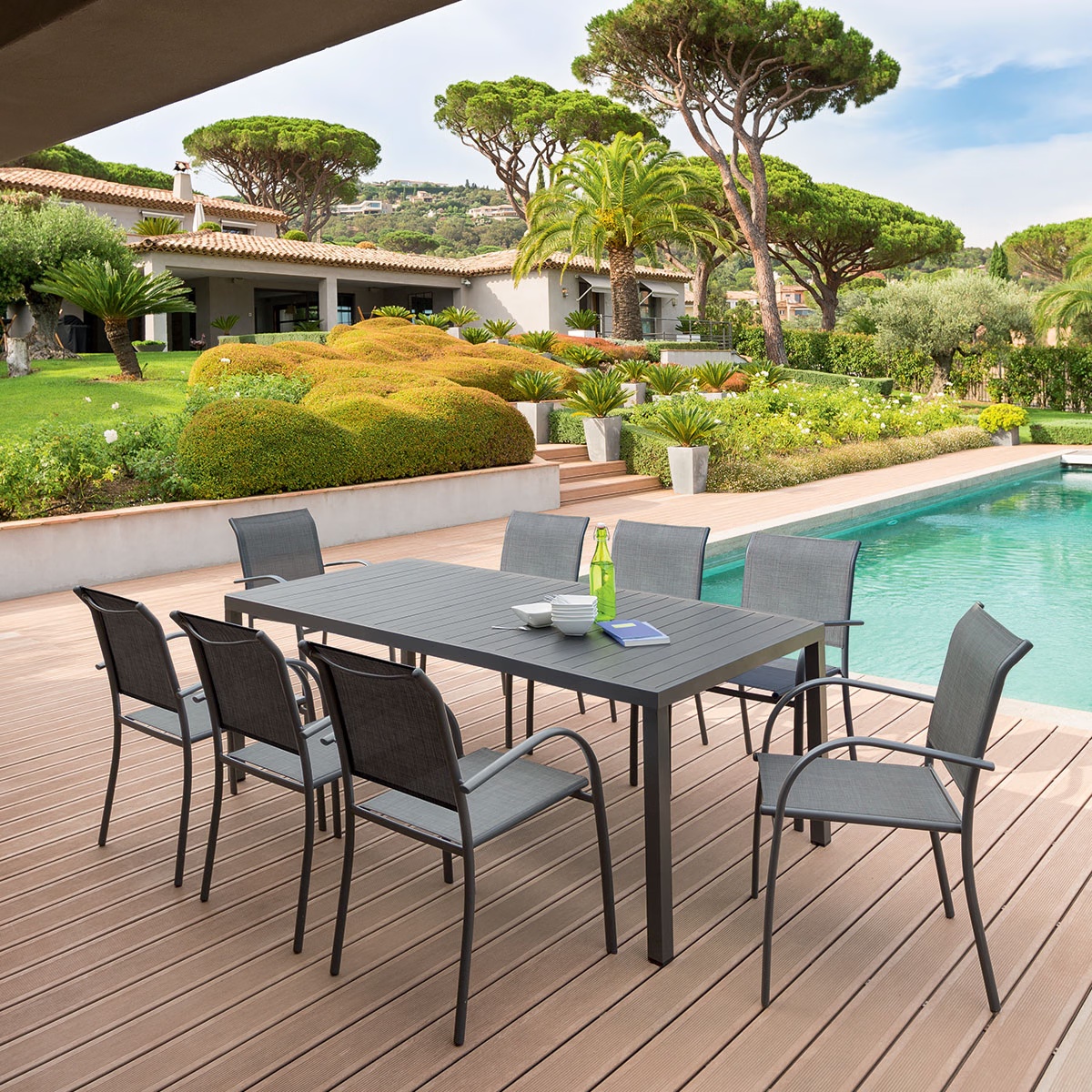 rectangular garden table piazza graphite grey