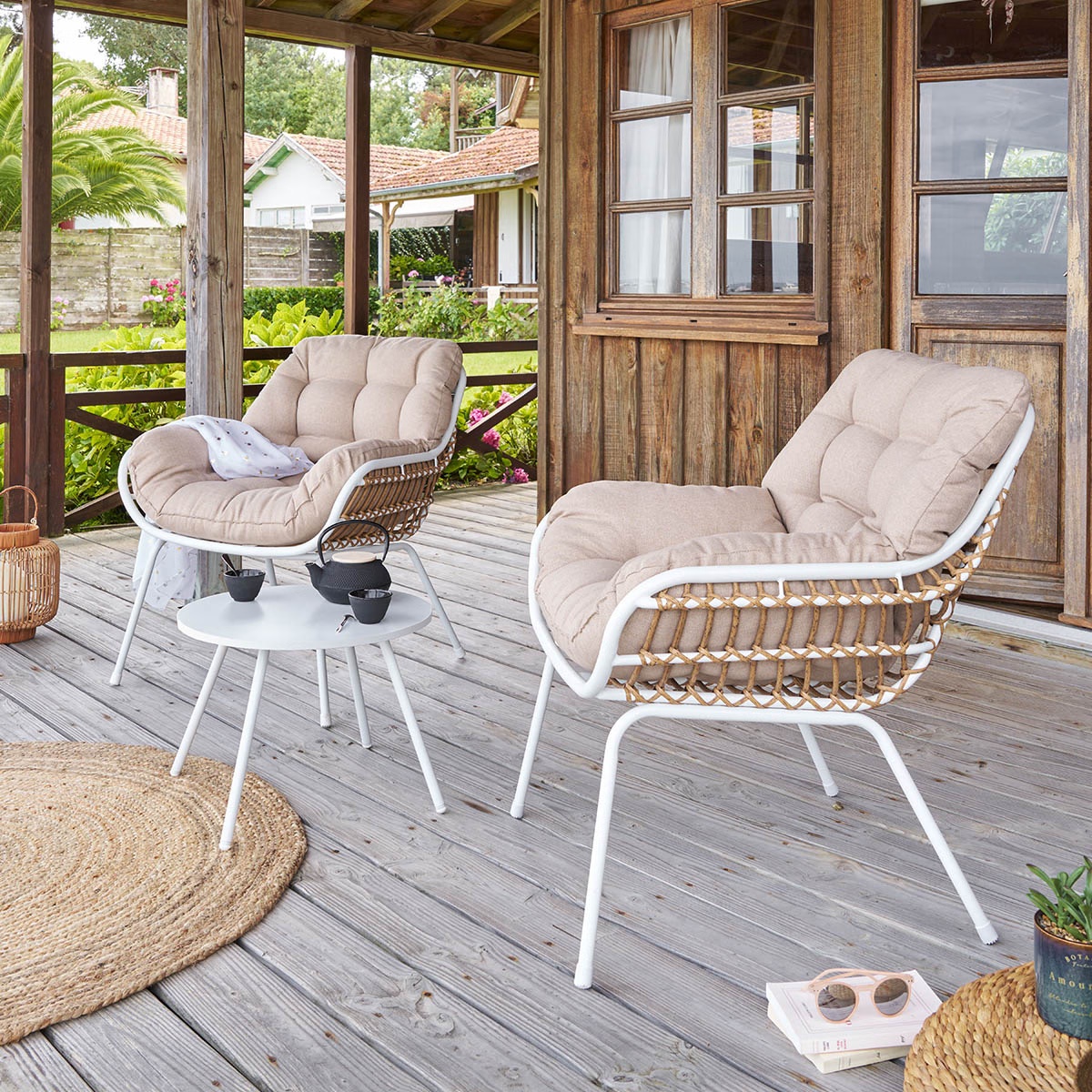 duo garden furniture set paopao white beige