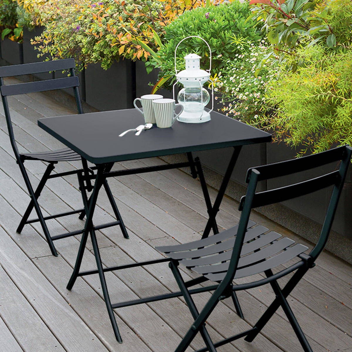 square foldable garden table greensboro graphite grey