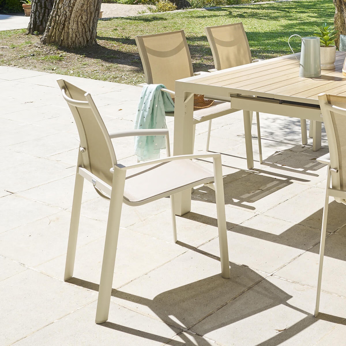 stacking garden armchair axant linen clay