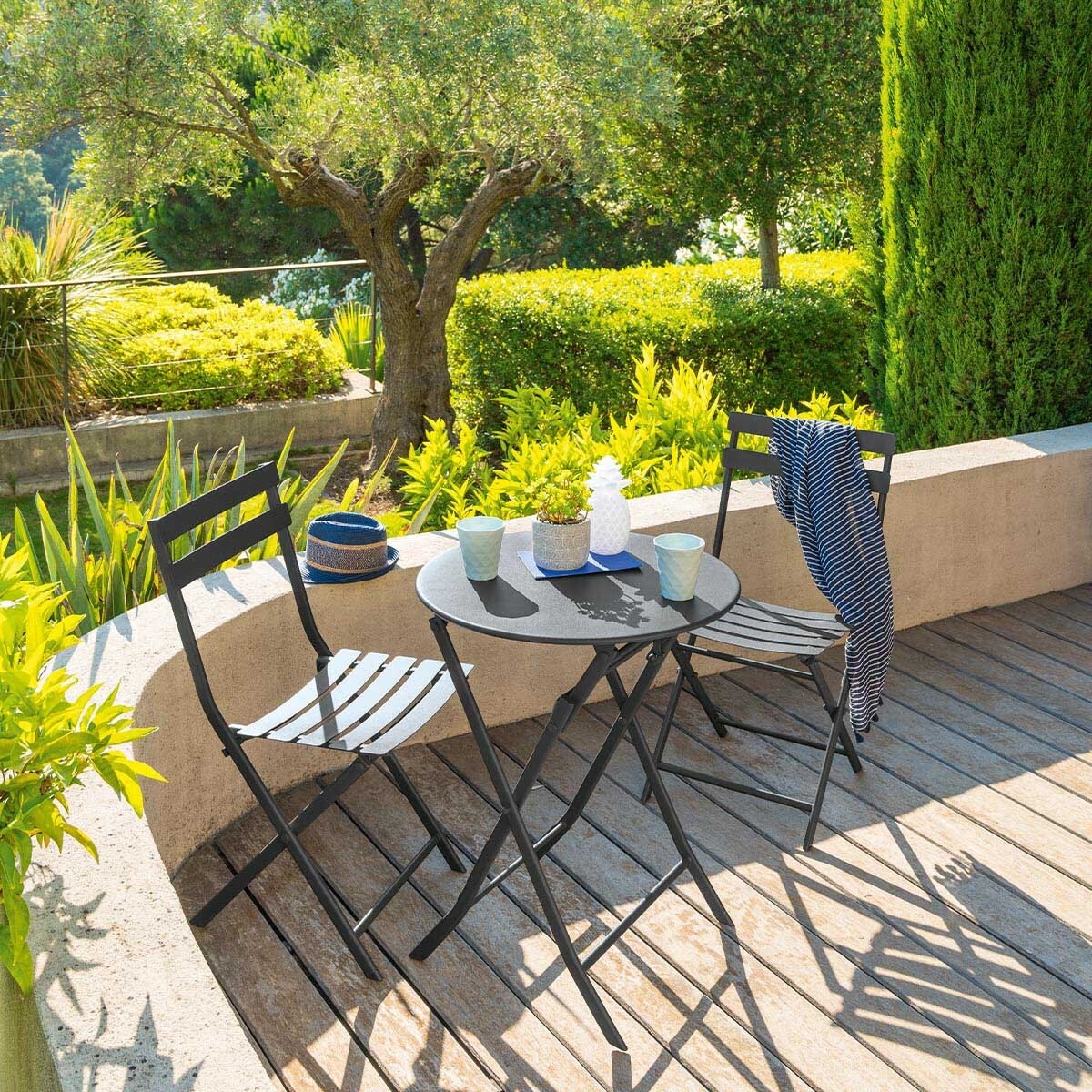 round foldable garden table greensboro graphite grey