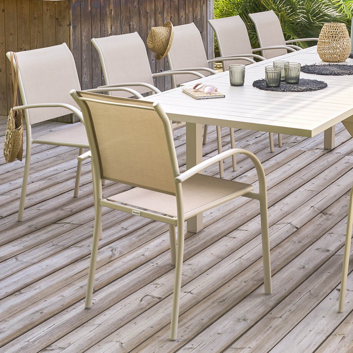 stacking garden armchair piazza linen clay