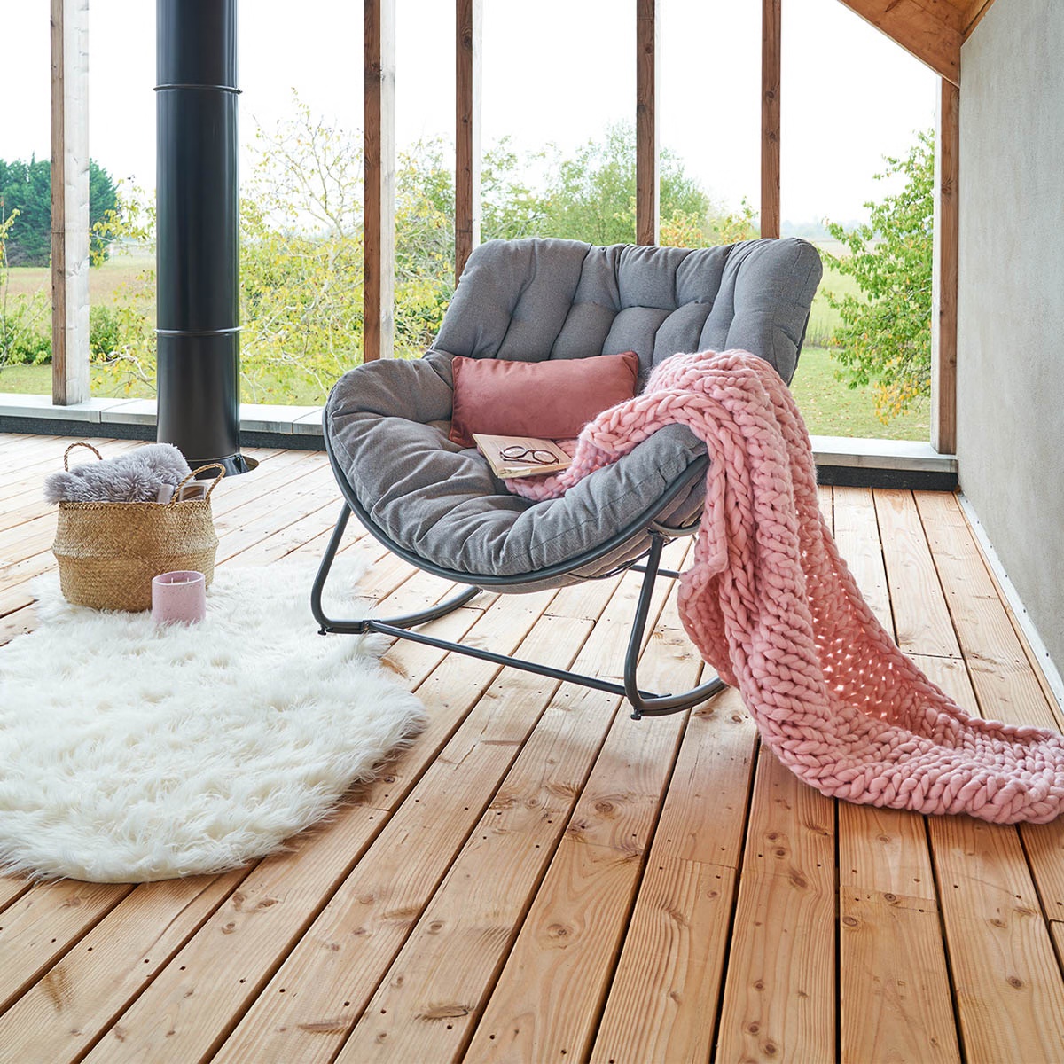 egg shaped rocking chair paopao grey graphite