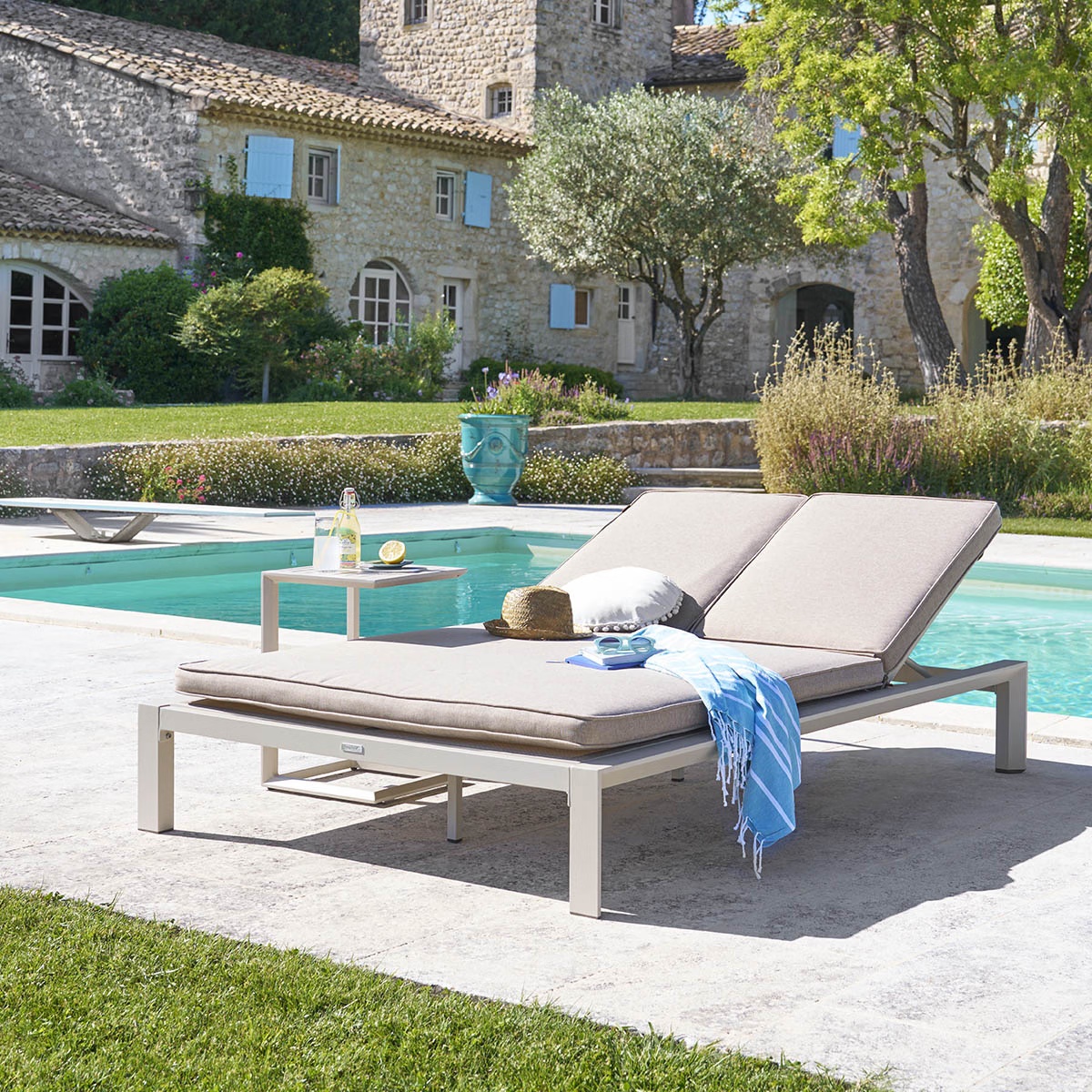 double pool lounger evasion clay beige