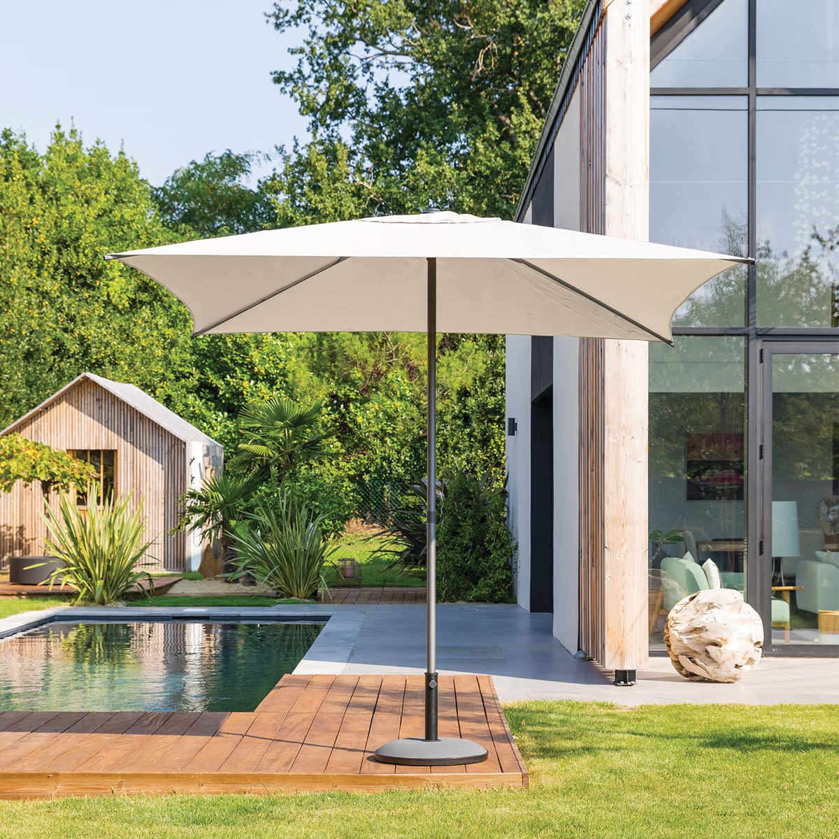 upright square parasol soya wheat