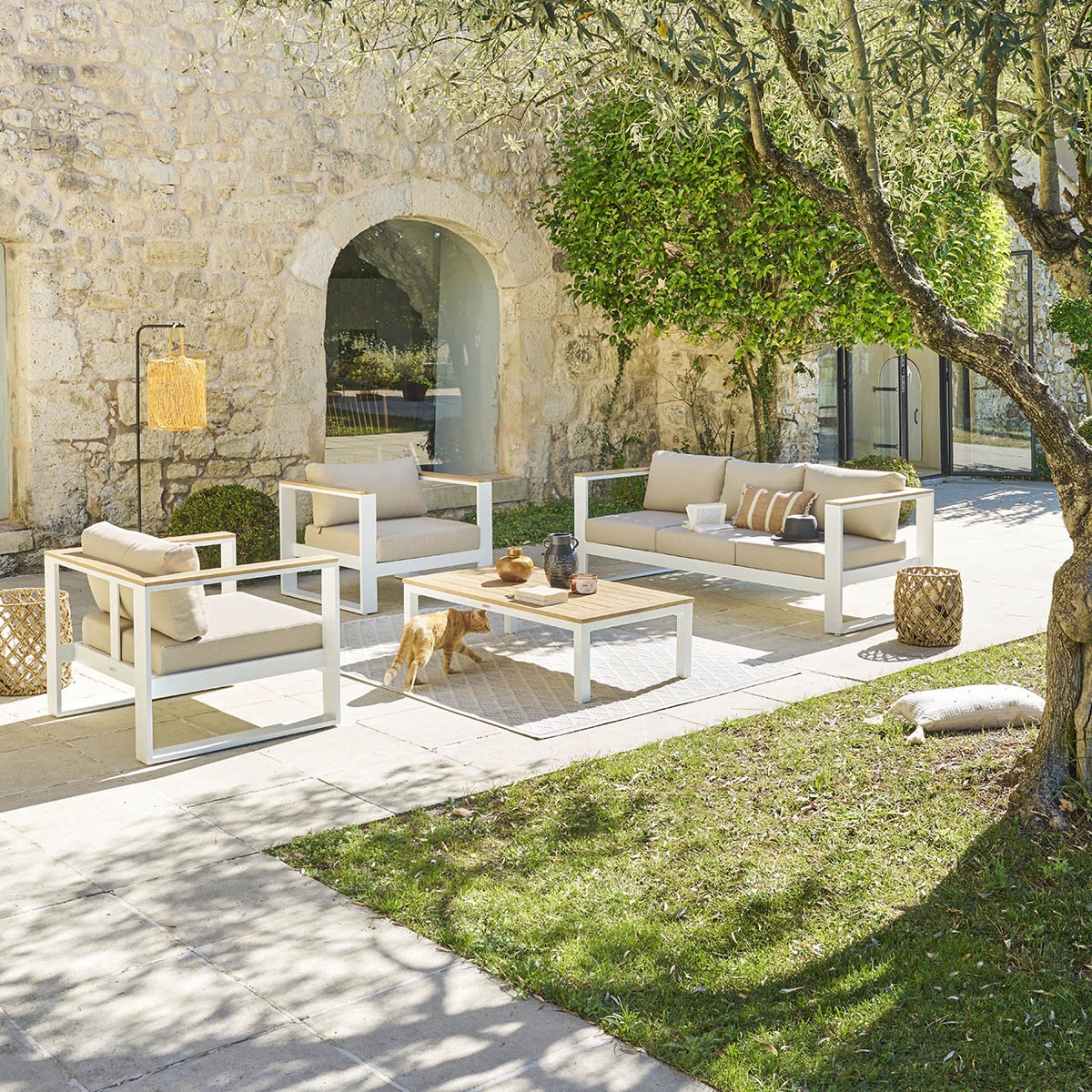 garden furniture set emperia beige zebrano white acacia